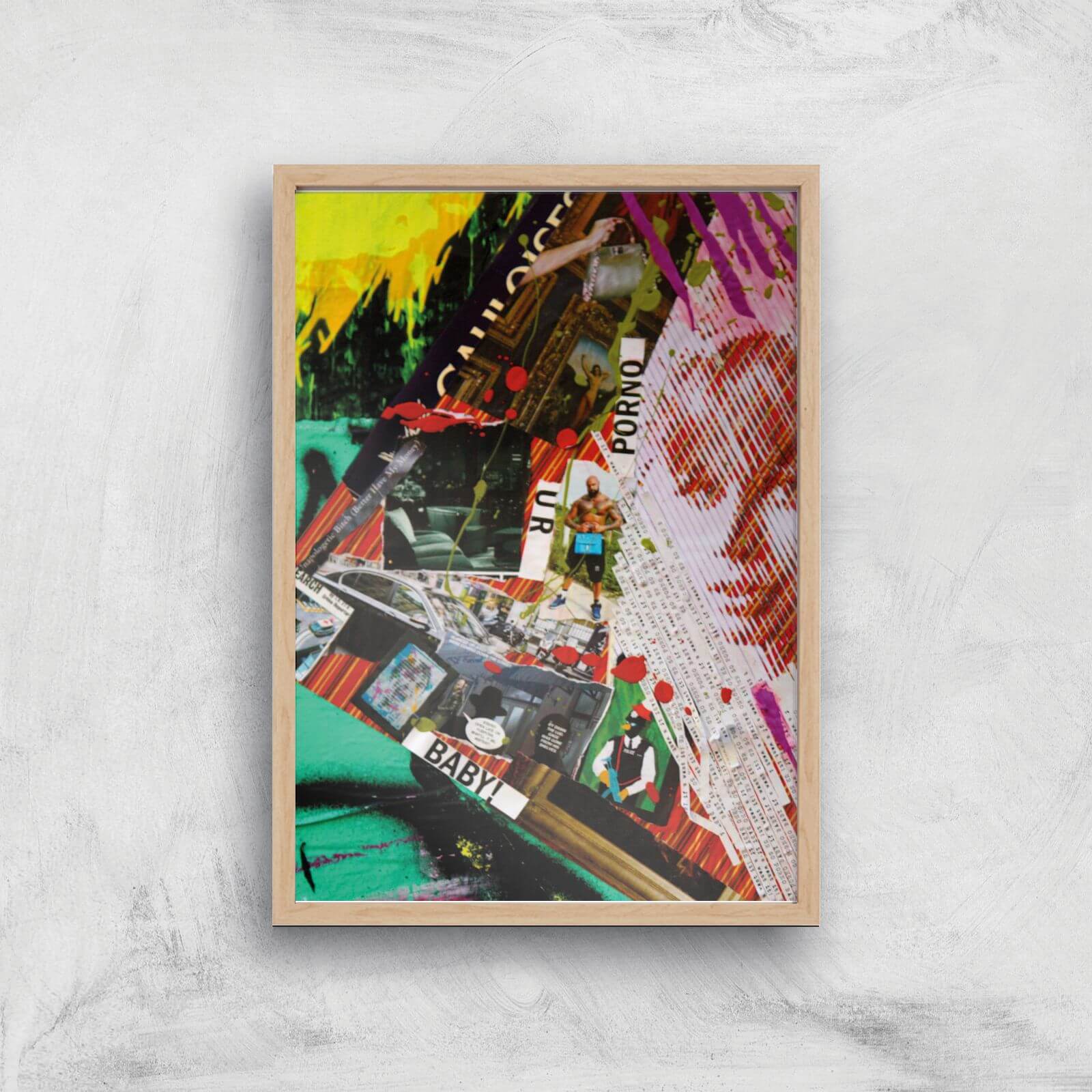 U R Porno Baby! Giclee Art Print - A4 - Wooden Frame
