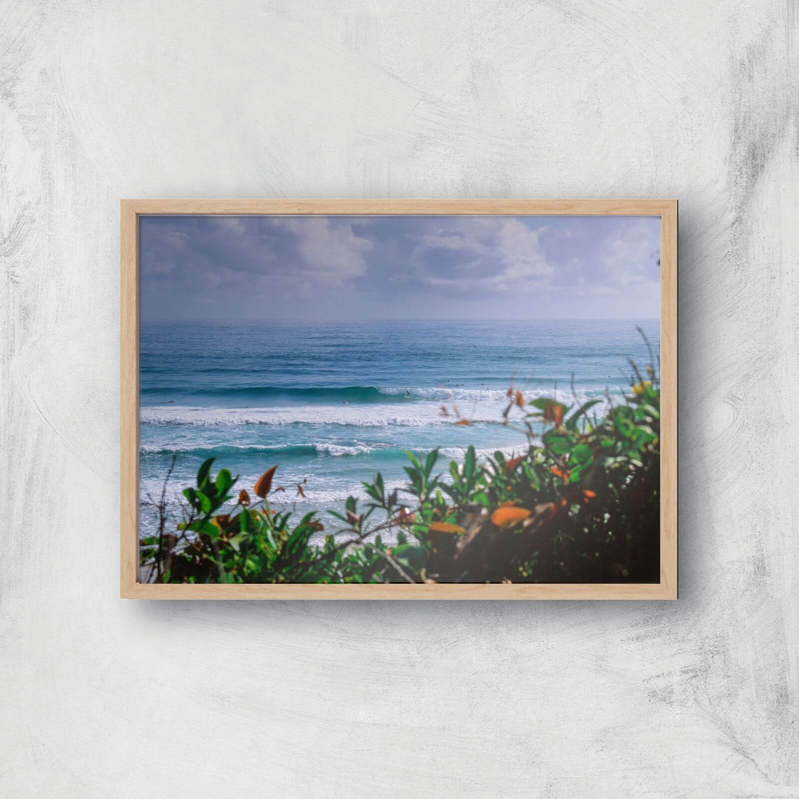Watching The Waves Giclee Art Print - A4 - Wooden Frame