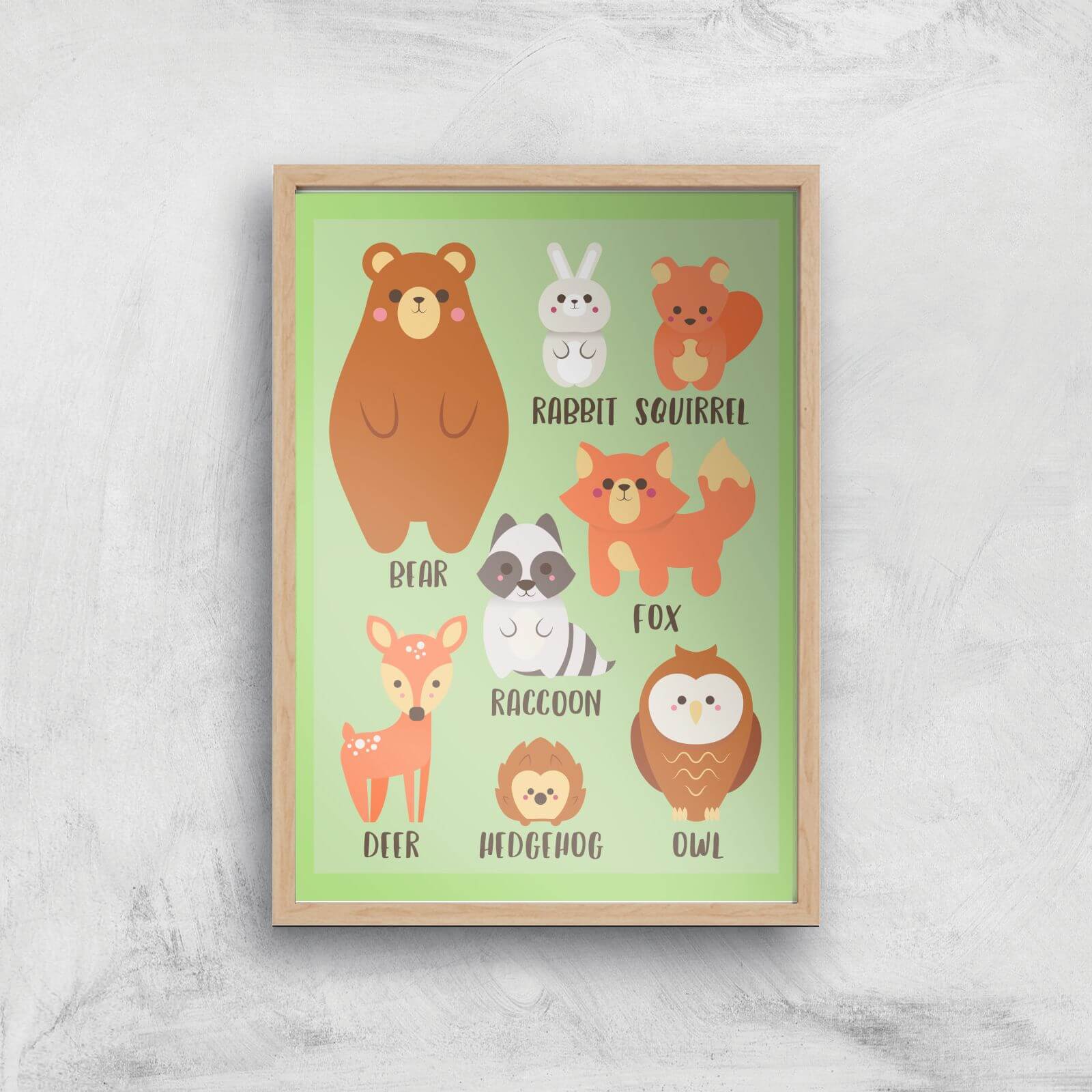 Woodland Gang Giclee Art Print - A3 - Wooden Frame
