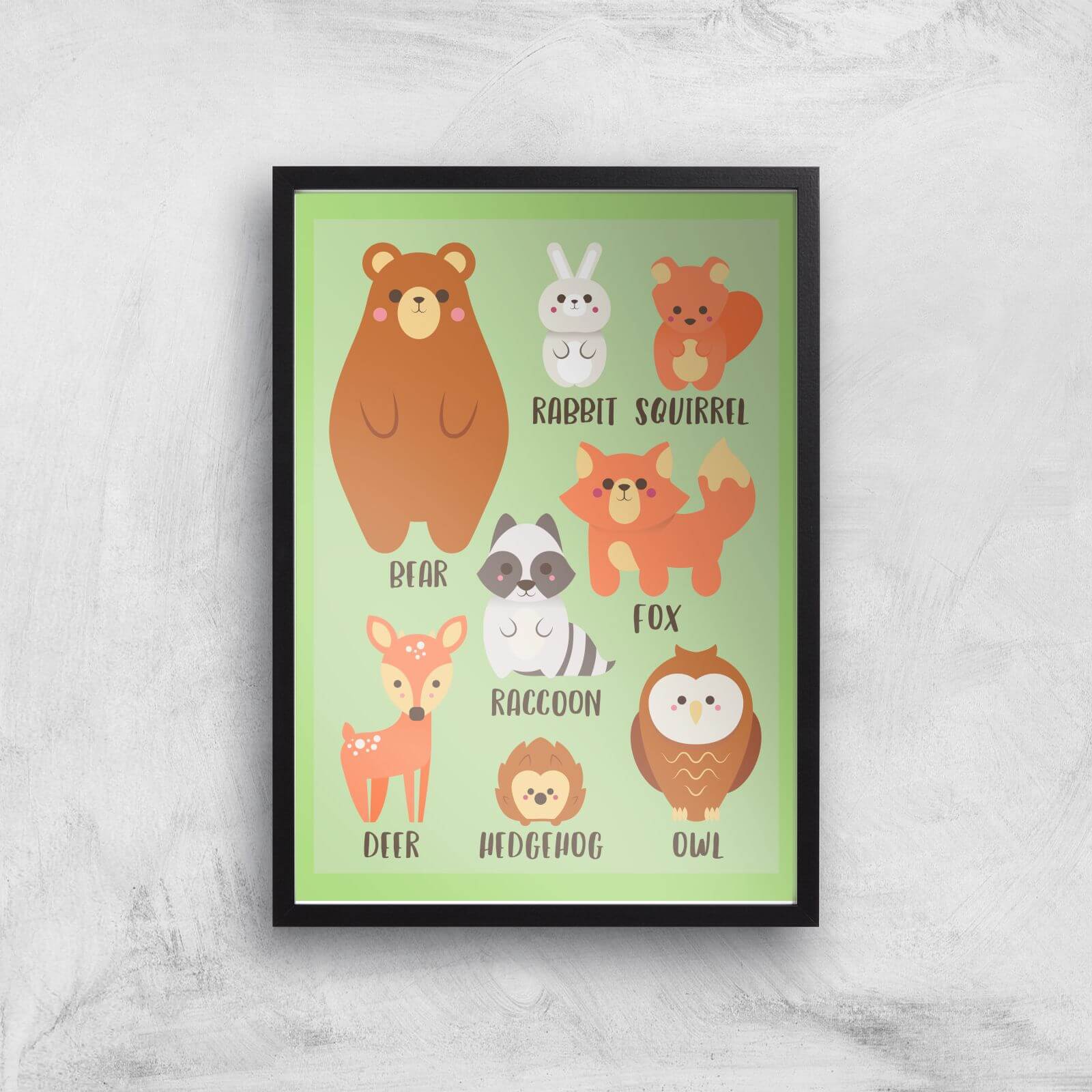 Woodland Gang Giclee Art Print - A3 - Black Frame