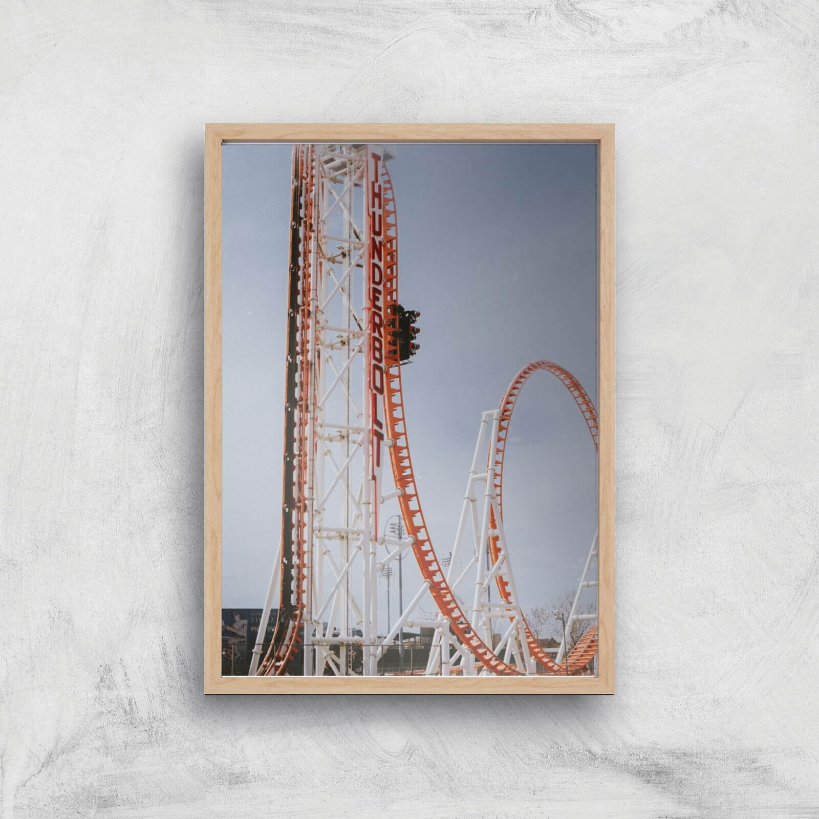 Roller Coaster Drop Giclee Art Print - A2 - Wooden Frame