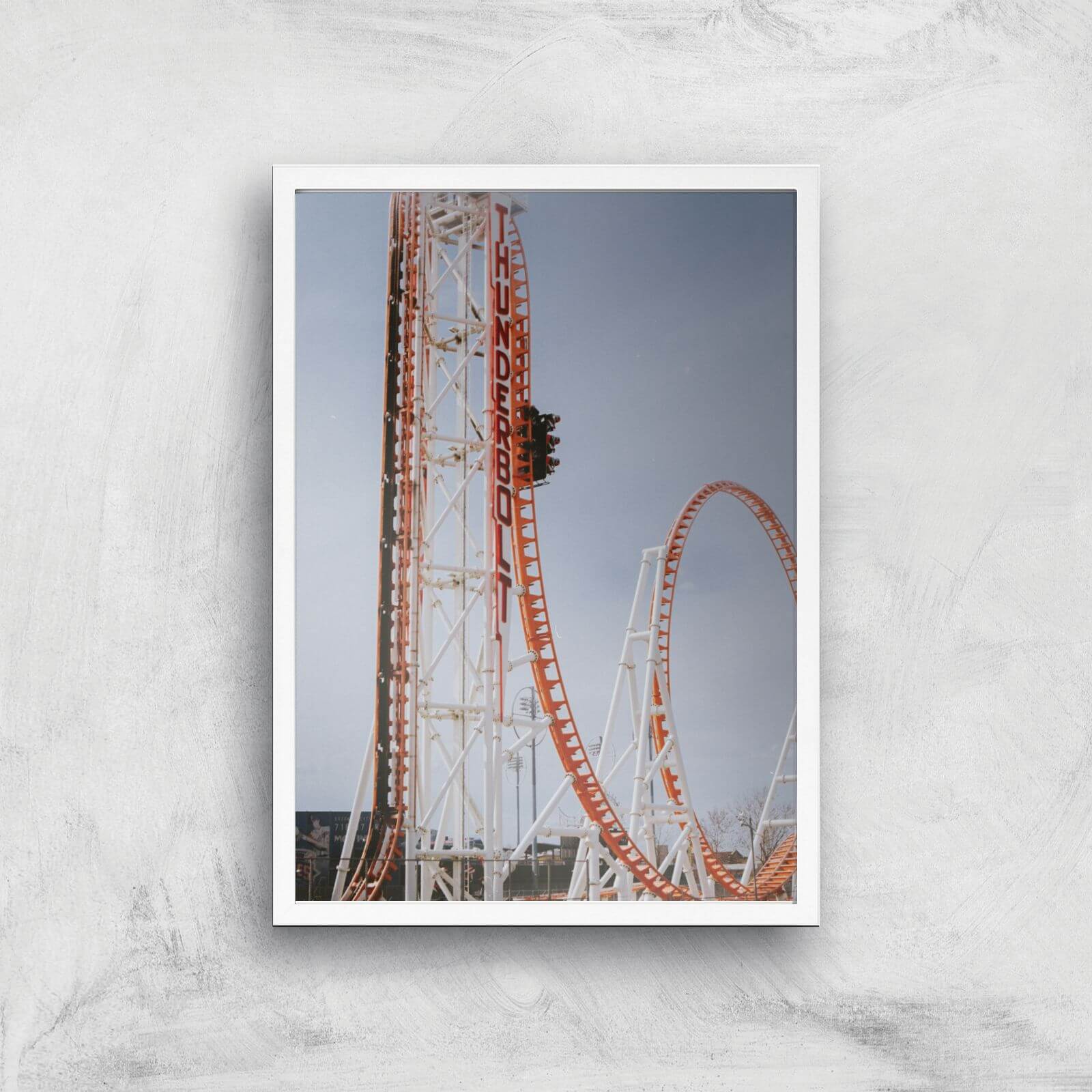 Roller Coaster Drop Giclee Art Print - A2 - White Frame