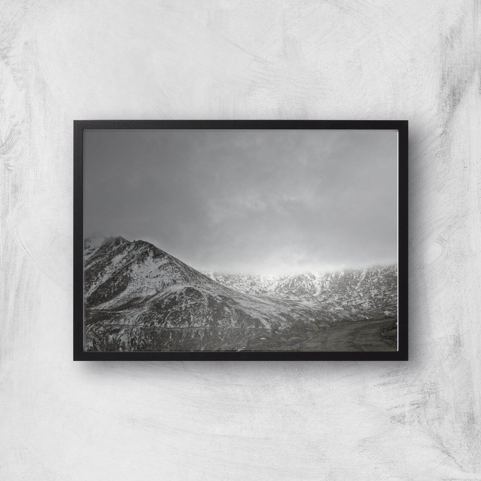 Greyscale Mountain Giclee Art Print - A2 - Black Frame