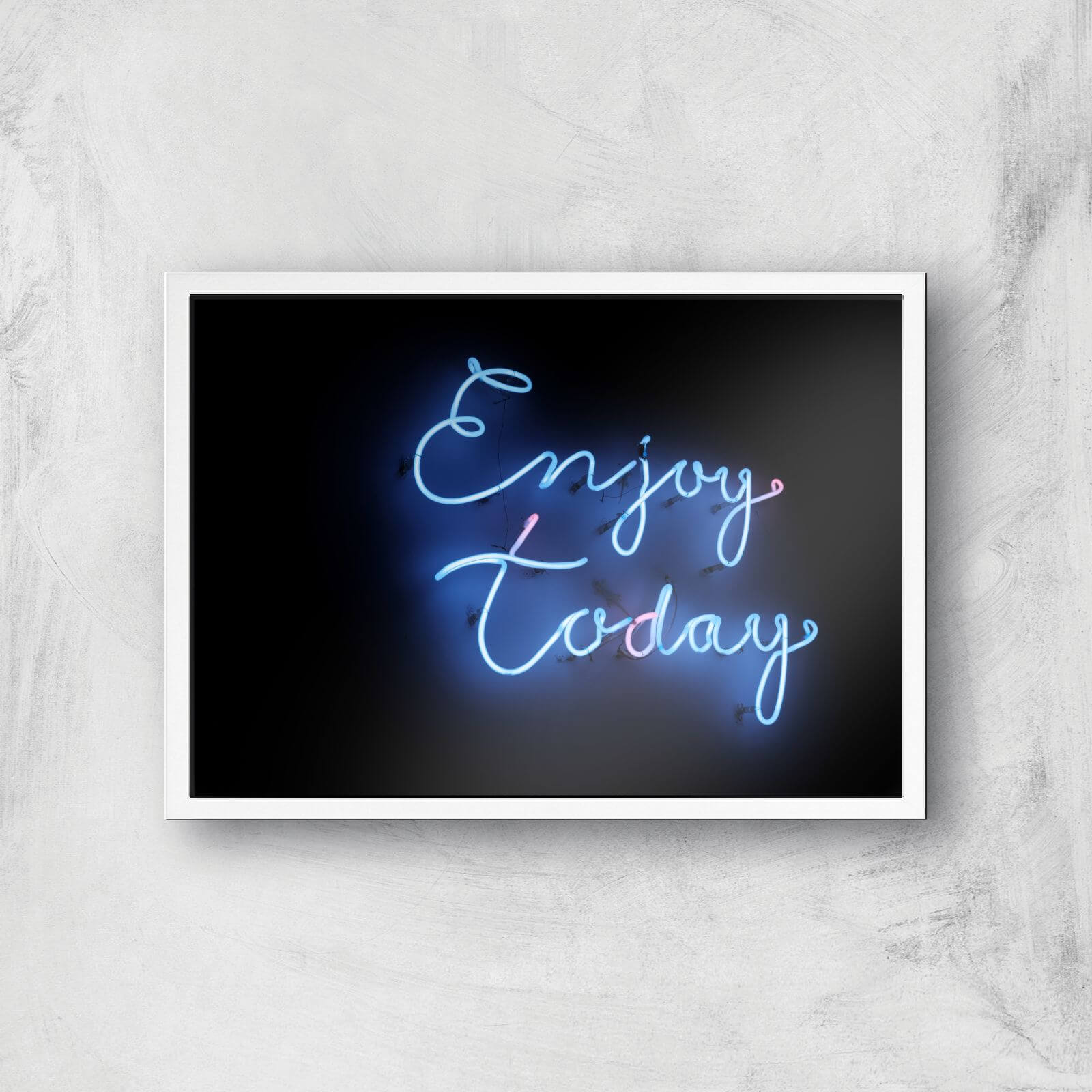 Neon Enjoy Today Giclee Art Print - A2 - White Frame