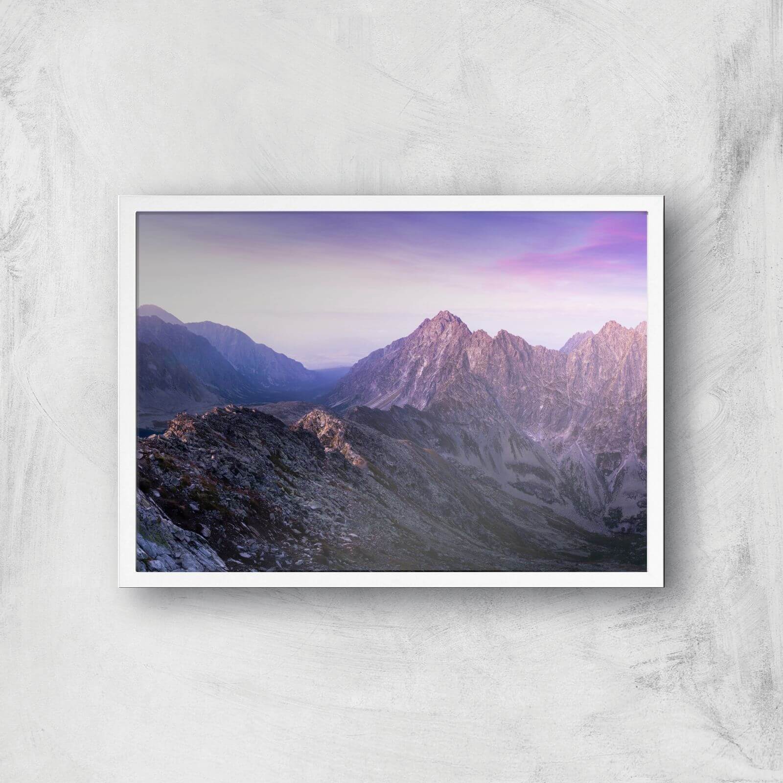 Lilac Mountains Giclee Art Print - A3 - White Frame