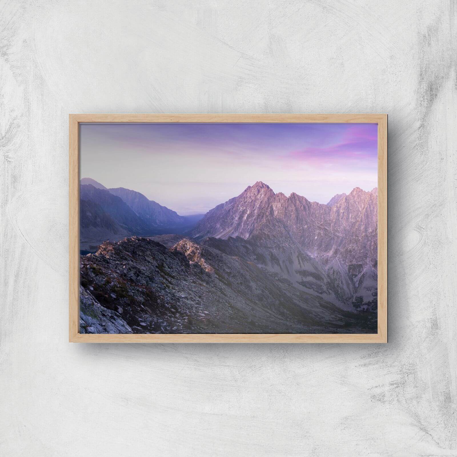 Lilac Mountains Giclee Art Print - A2 - Wooden Frame