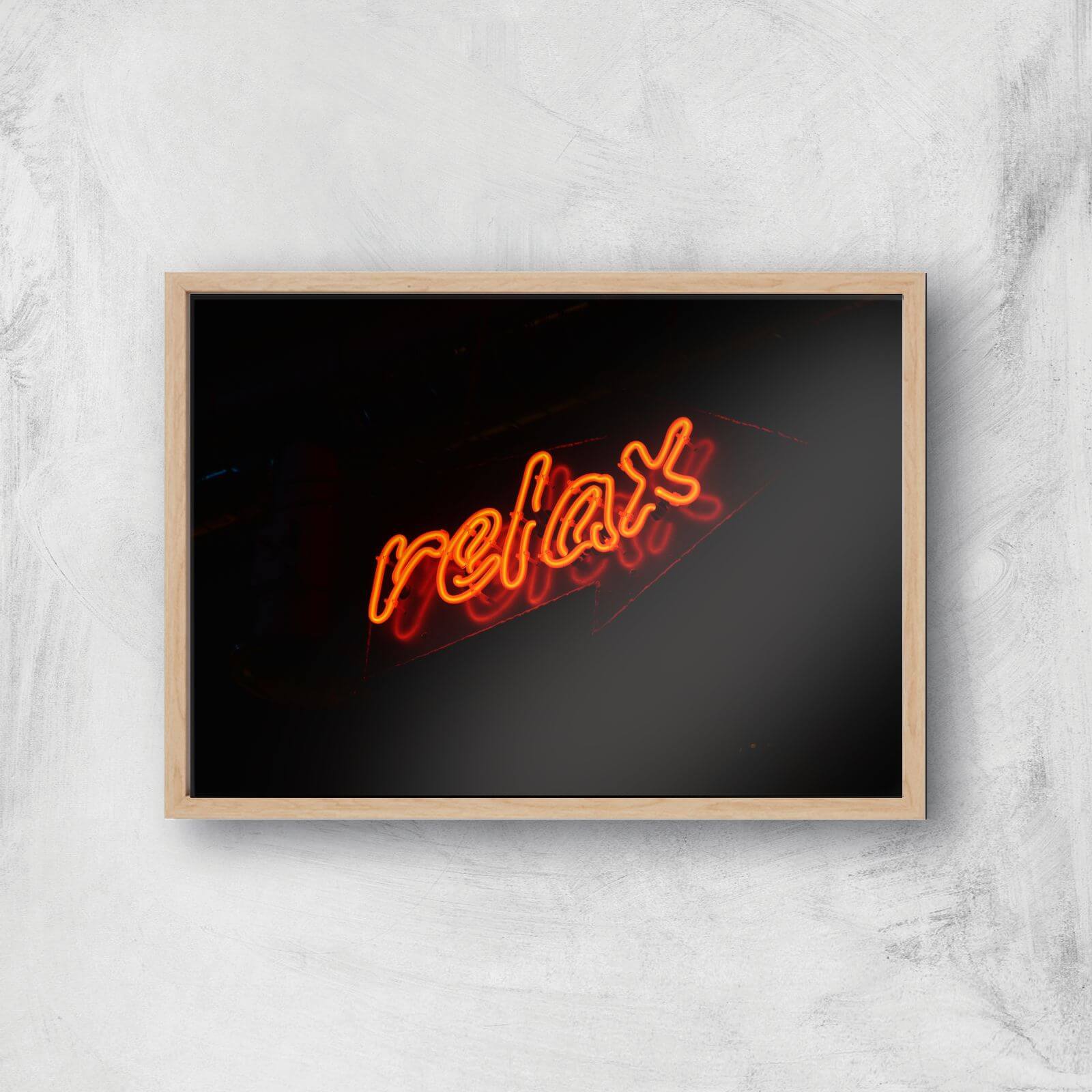 Neon Relax Giclee Art Print - A3 - Wooden Frame