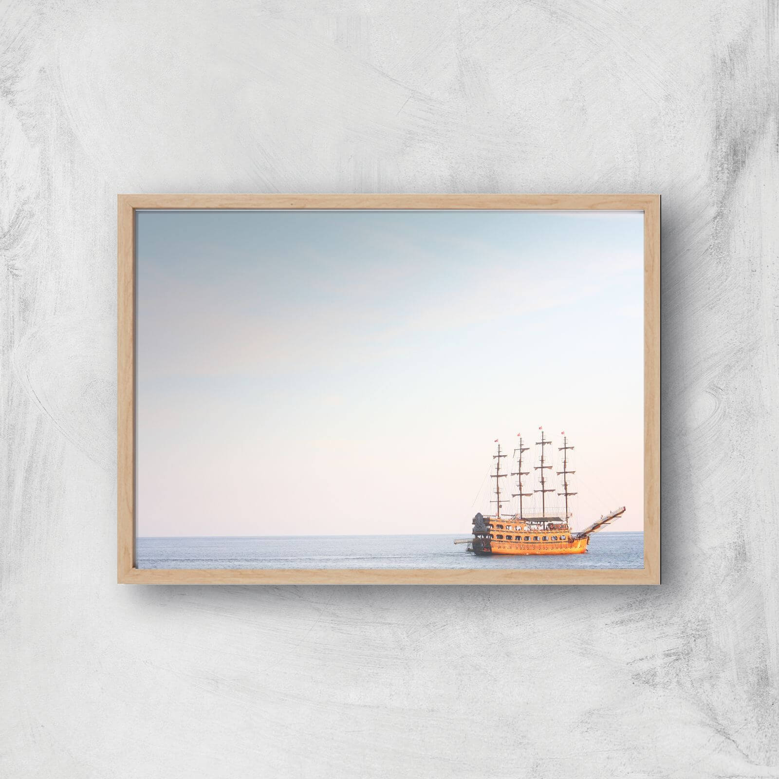 Vintage Ship Giclee Art Print - A2 - Wooden Frame