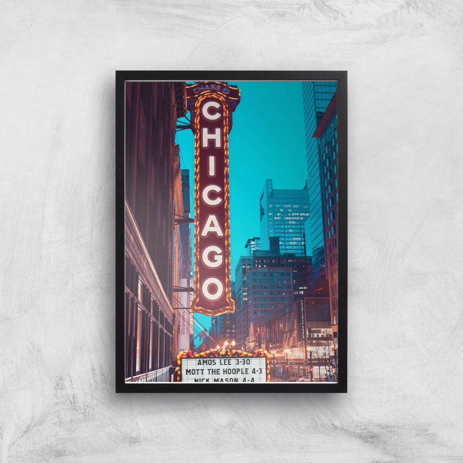 Chicago Night Life Giclee Art Print - A3 - Black Frame