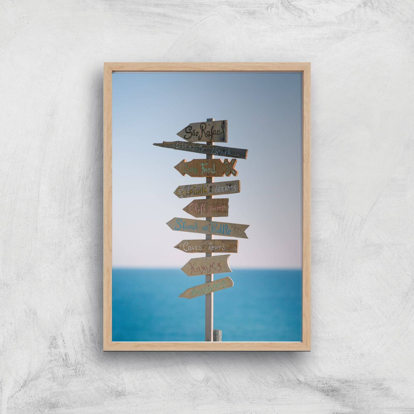 Good Times Signs Giclee Art Print - A3 - Wooden Frame