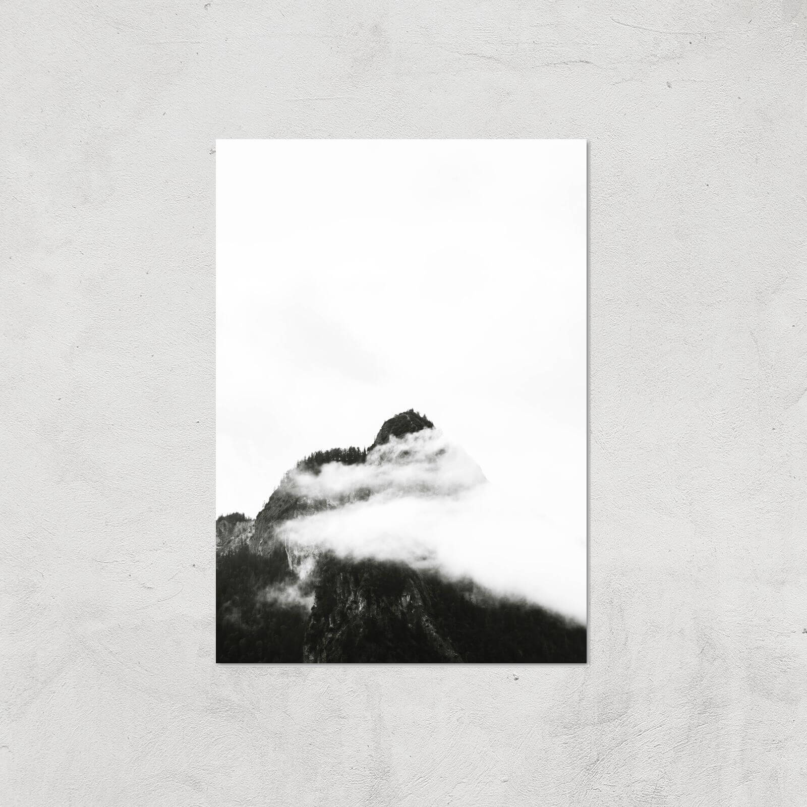 Black & White Mountain Giclee Art Print - A4 - Print Only