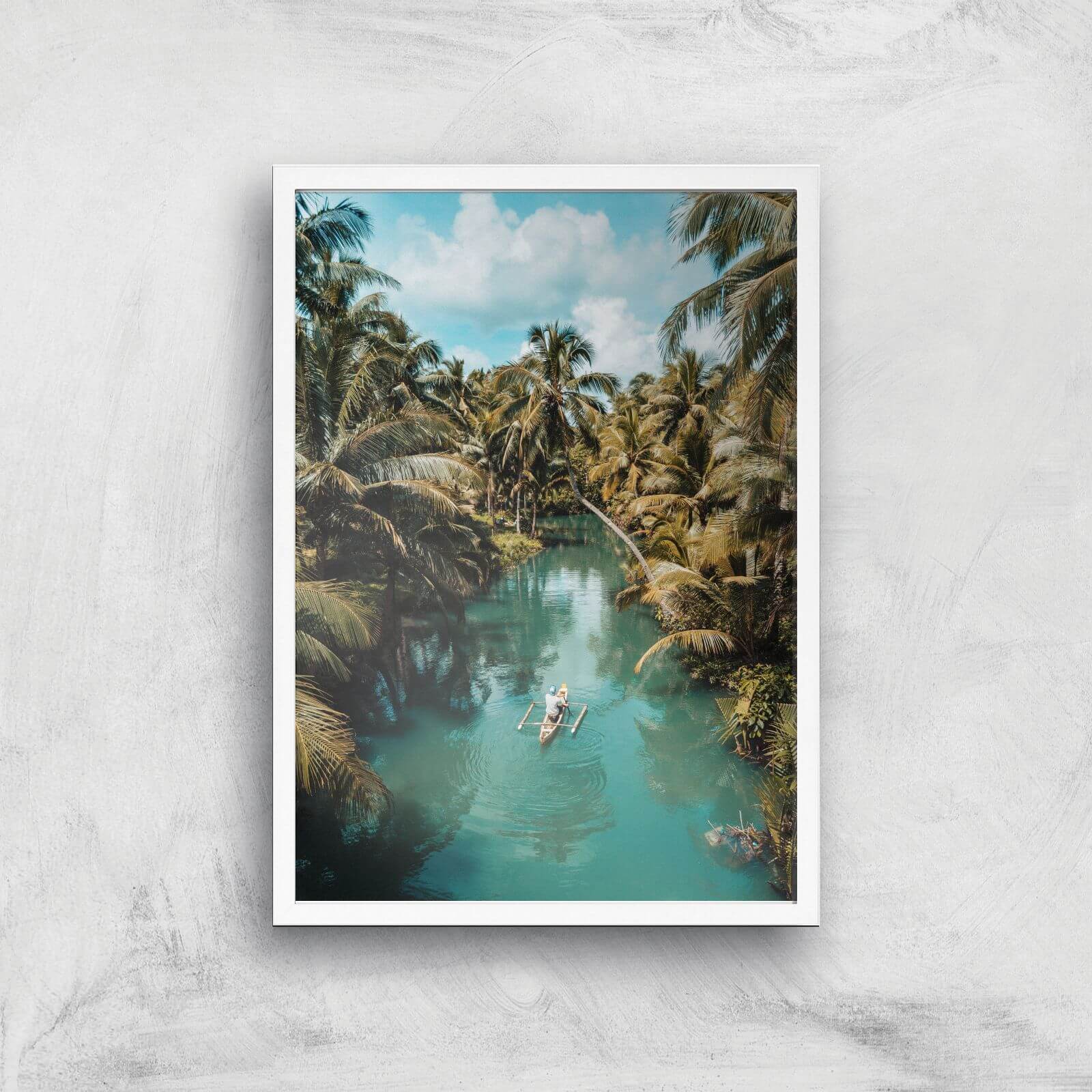 Tropical Canoe Ride Giclee Art Print - A2 - White Frame