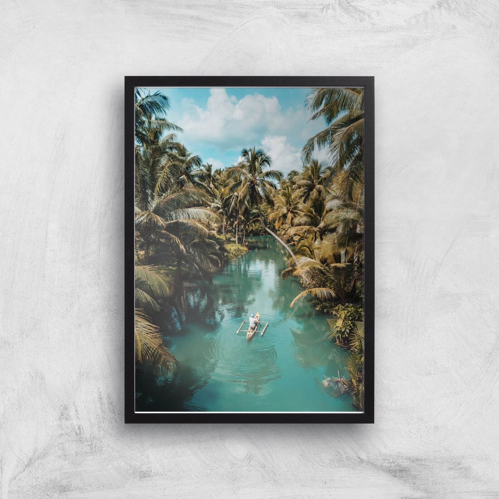 Tropical Canoe Ride Giclee Art Print - A2 - Black Frame