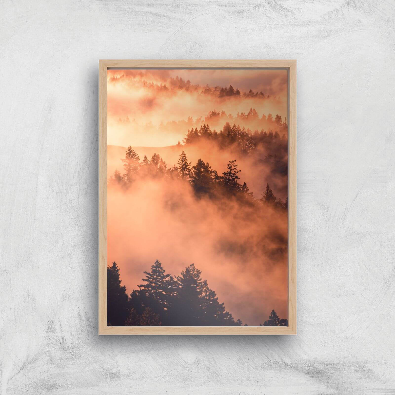 Sunset Forest Giclee Art Print - A4 - Wooden Frame