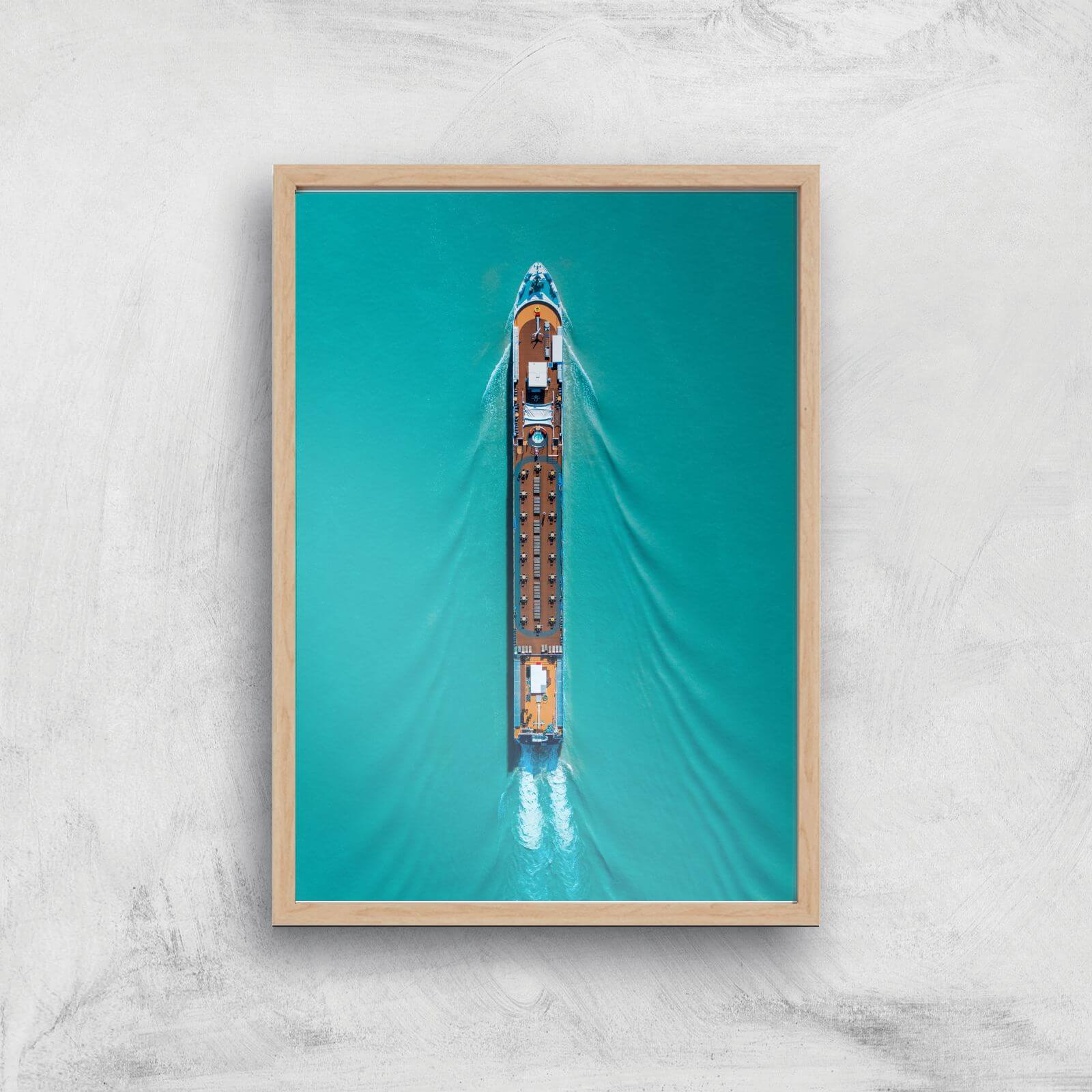 Cutting Through The Waves Giclee Art Print - A4 - Wooden Frame