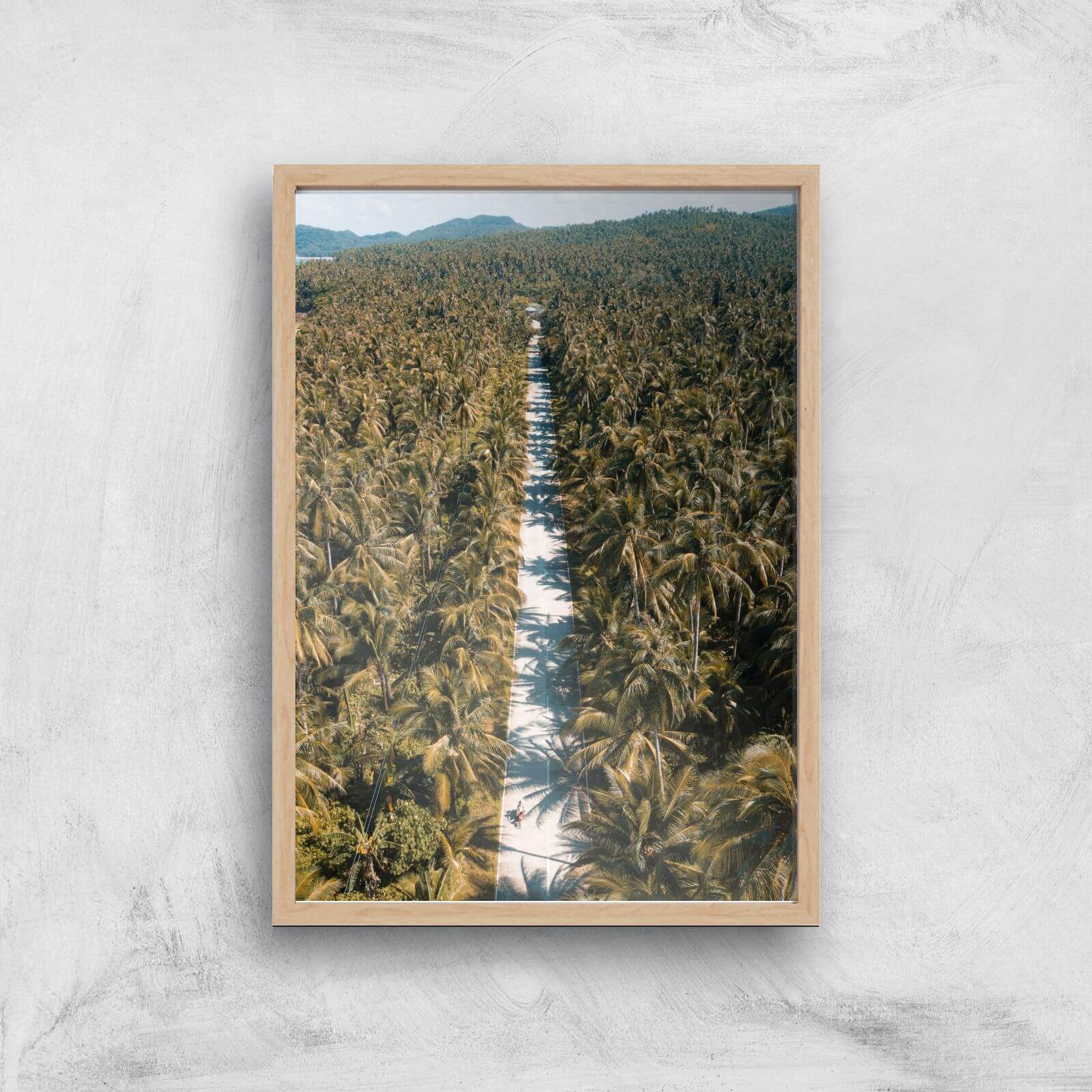 Tropical Road Giclee Art Print - A4 - Wooden Frame