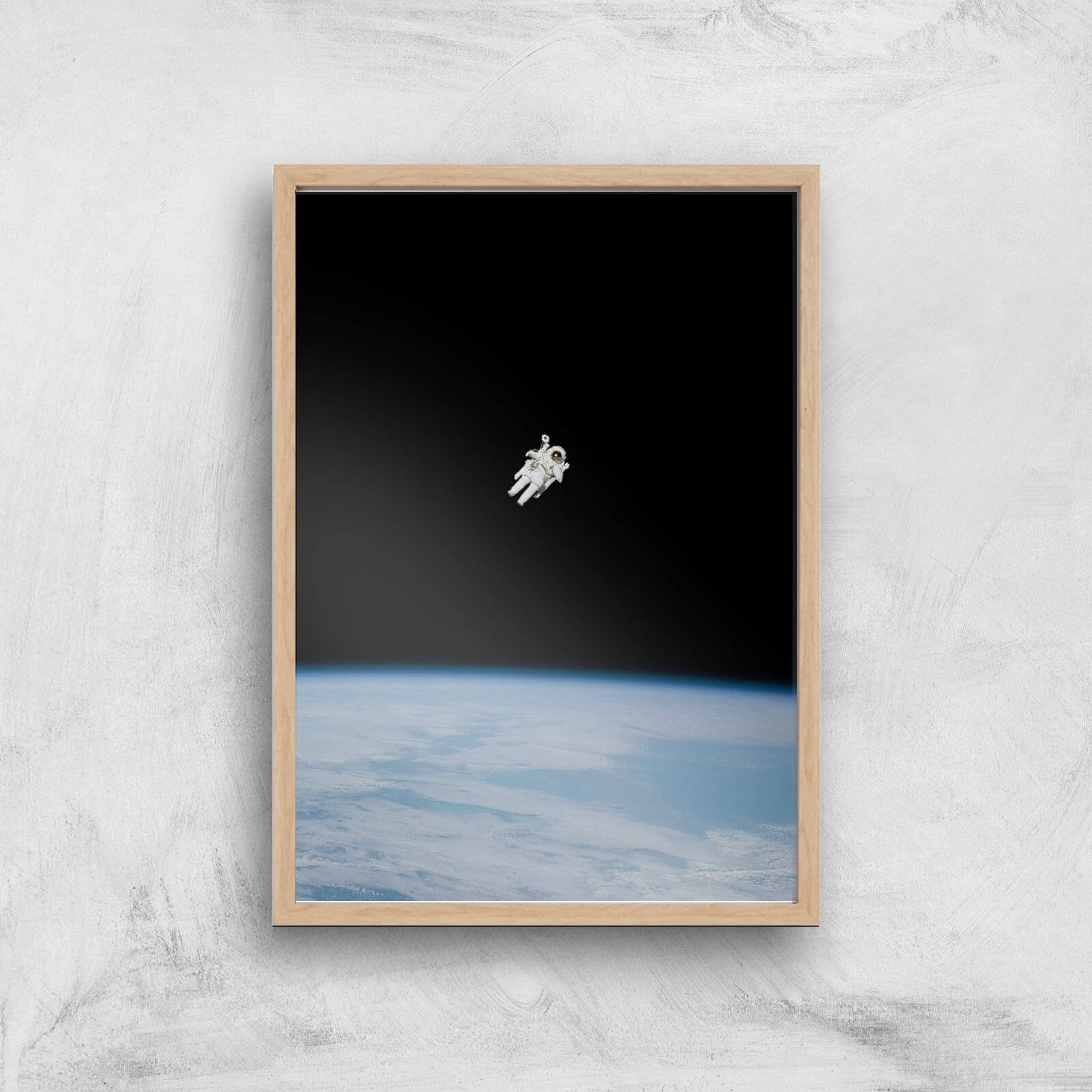 Astronaut Giclee Art Print - A4 - Wooden Frame