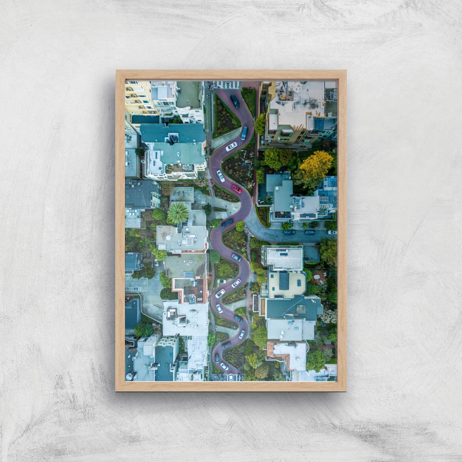Lombard Street Giclee Art Print - A3 - Wooden Frame
