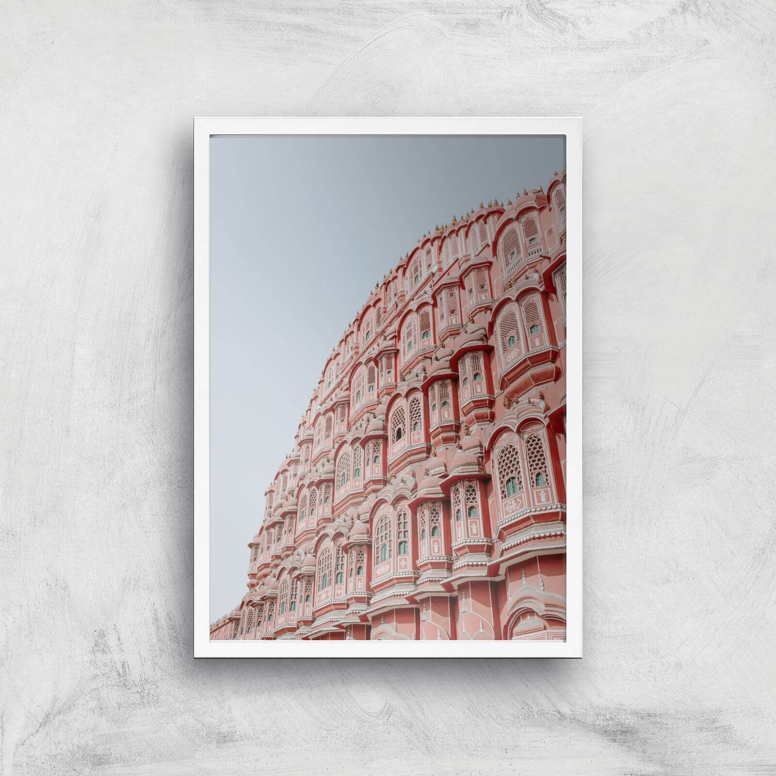 Pink Building Giclee Art Print - A3 - White Frame