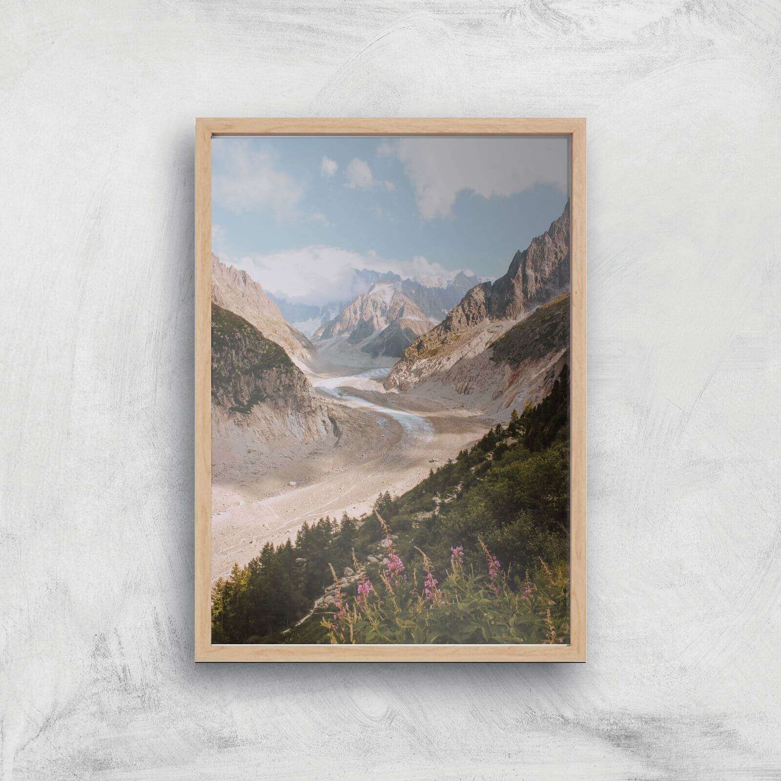 Trail Through The Mountain Giclee Art Print - A3 - Wooden Frame