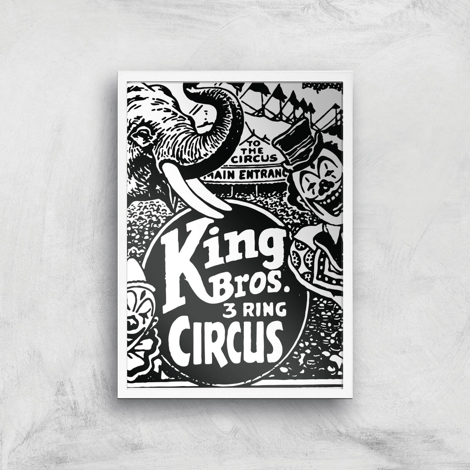 King Bros 3 Ring Circus Giclee Art Print - A3 - White Frame