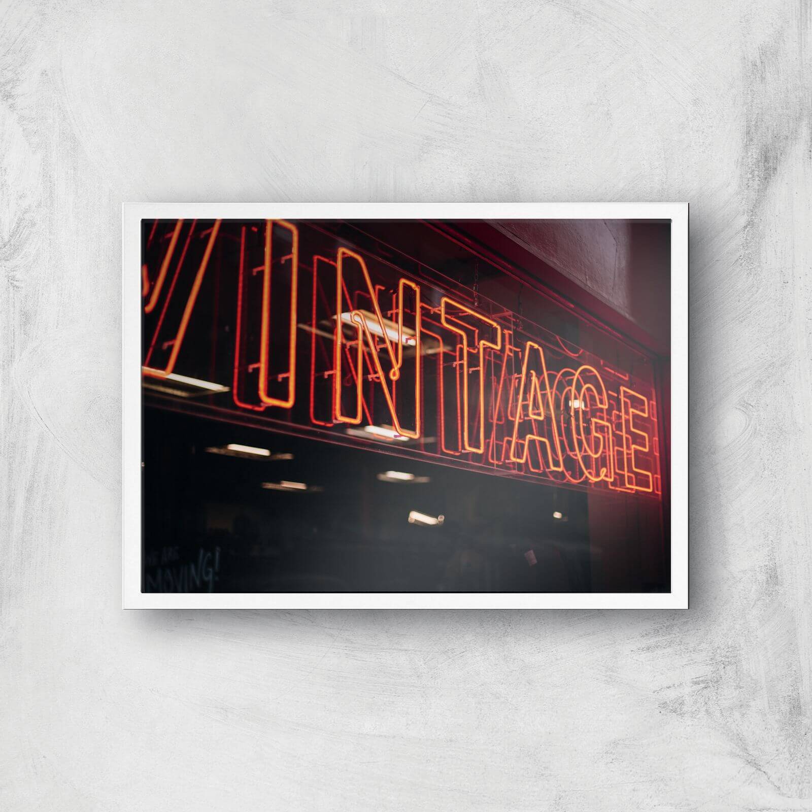 Vintage Neon SIgn Giclee Art Print - A3 - White Frame