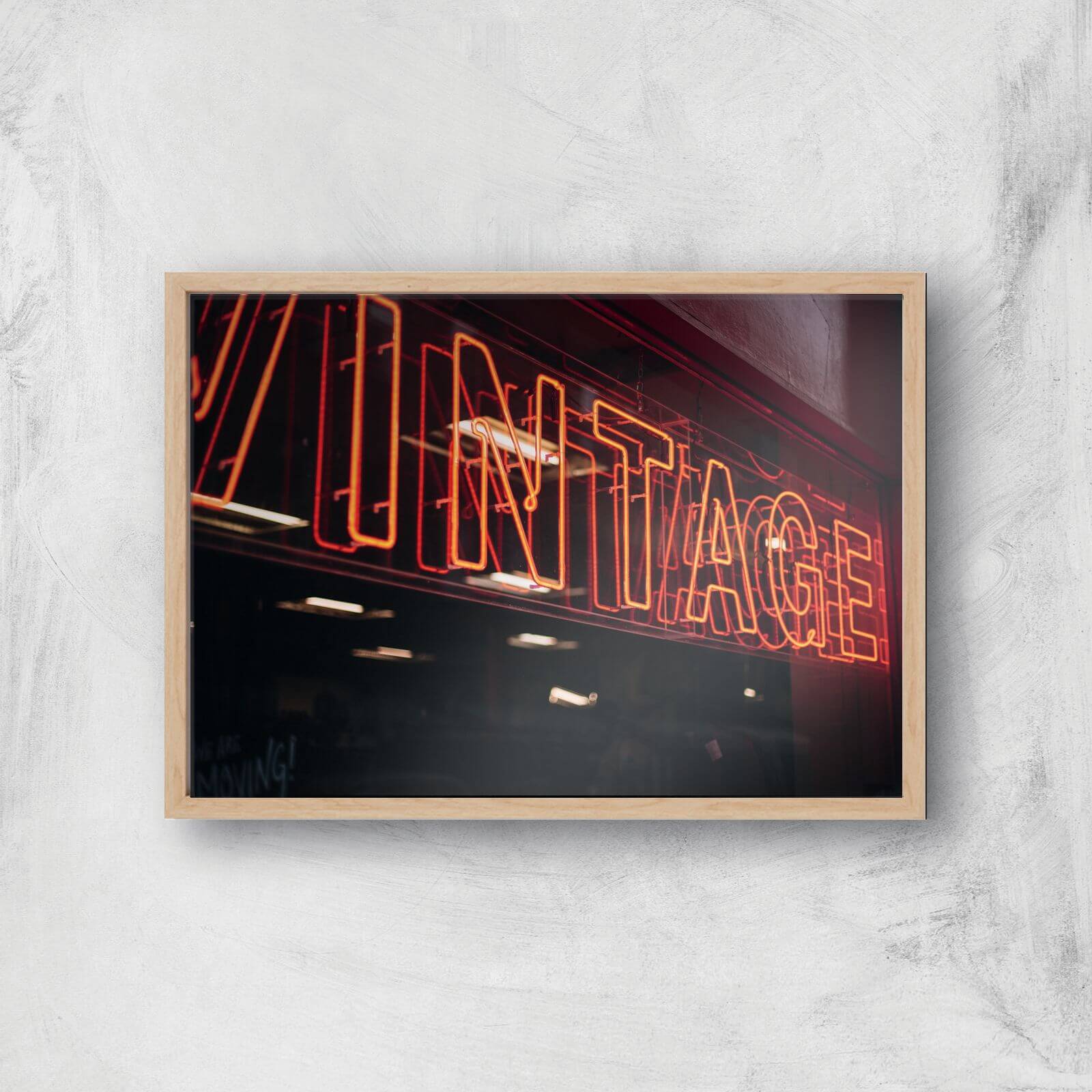 Vintage Neon SIgn Giclee Art Print - A2 - Wooden Frame