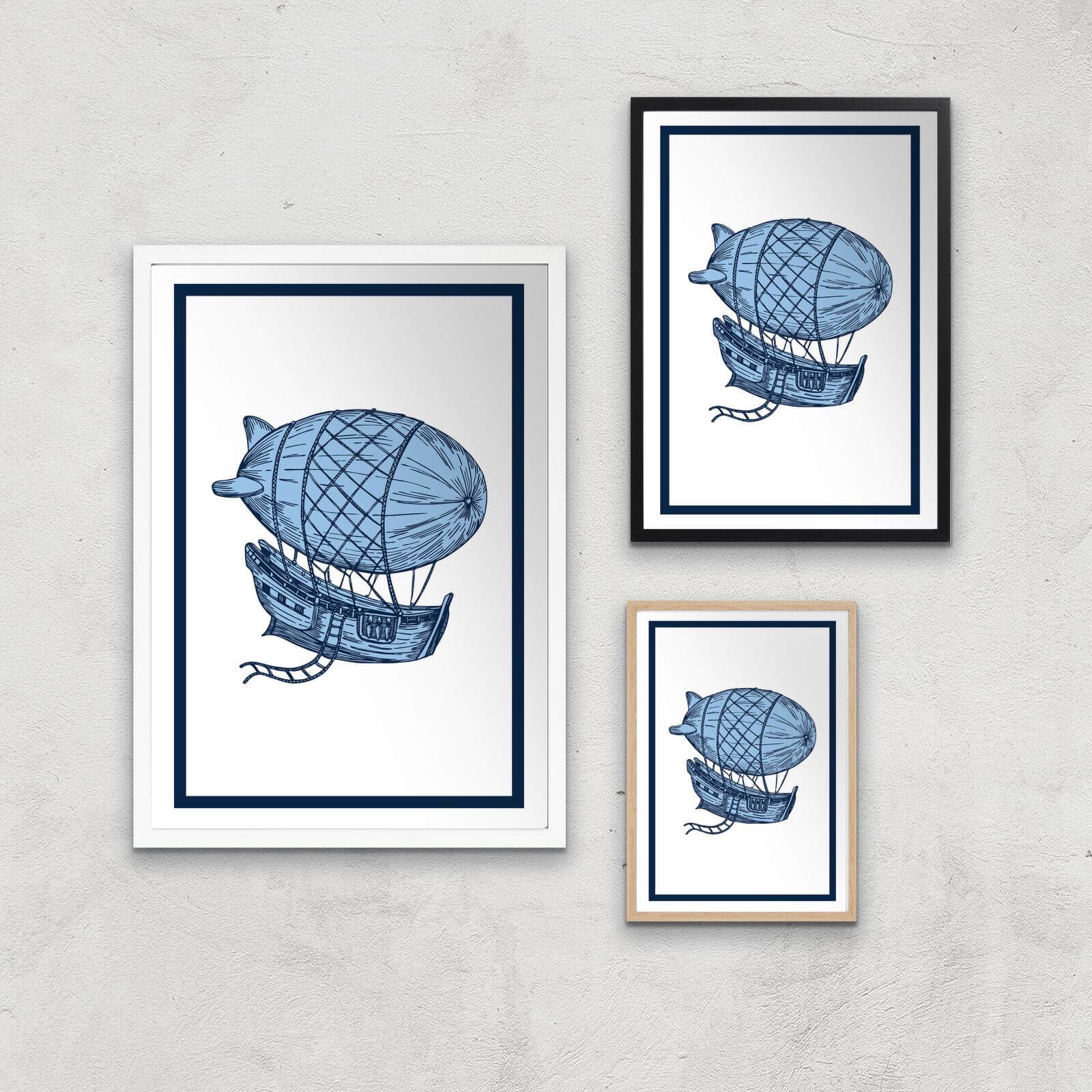 Blue Hot Air Balloon Giclee Art Print - A4 - Print Only
