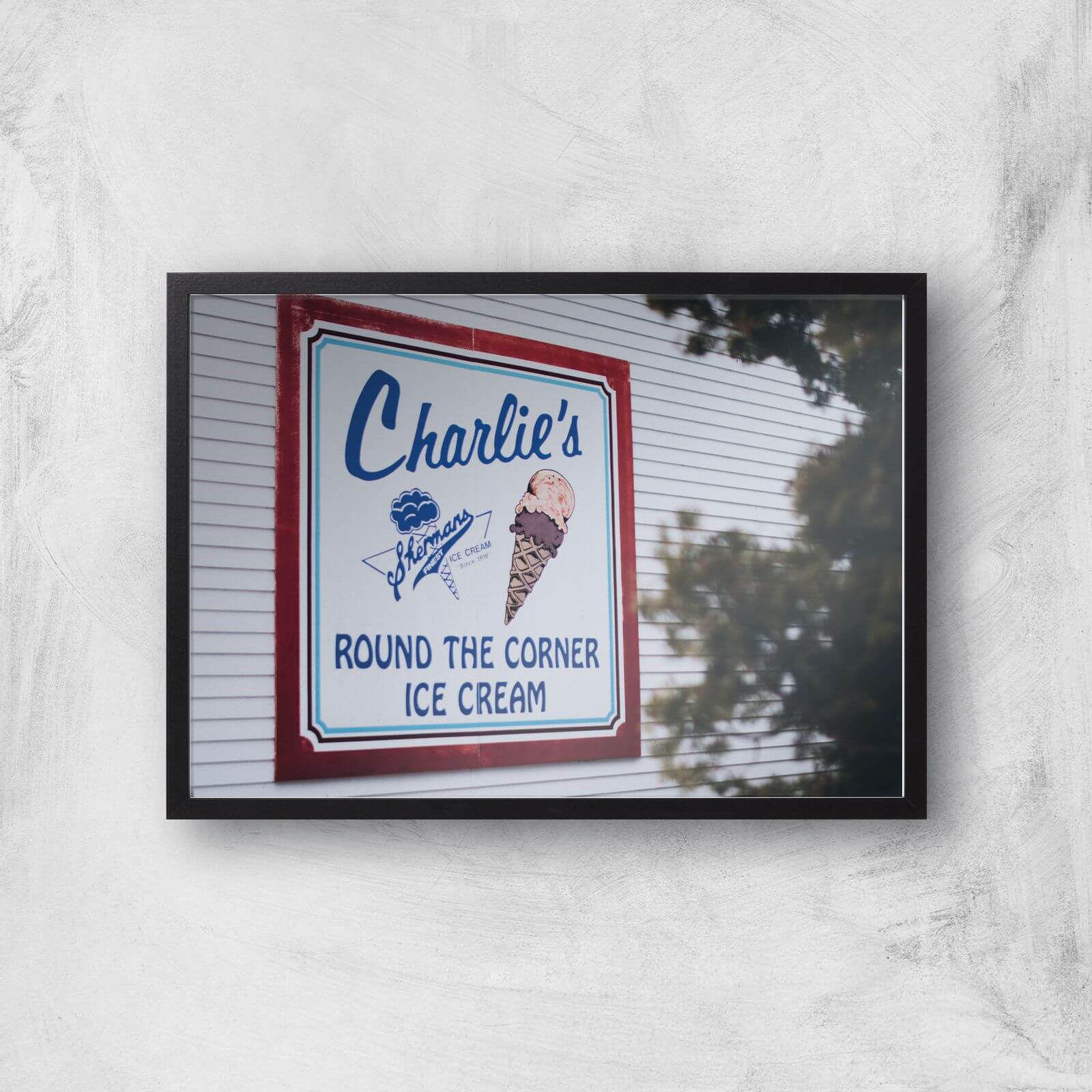 Charlie's Ice Cream Giclee Art Print - A3 - Black Frame