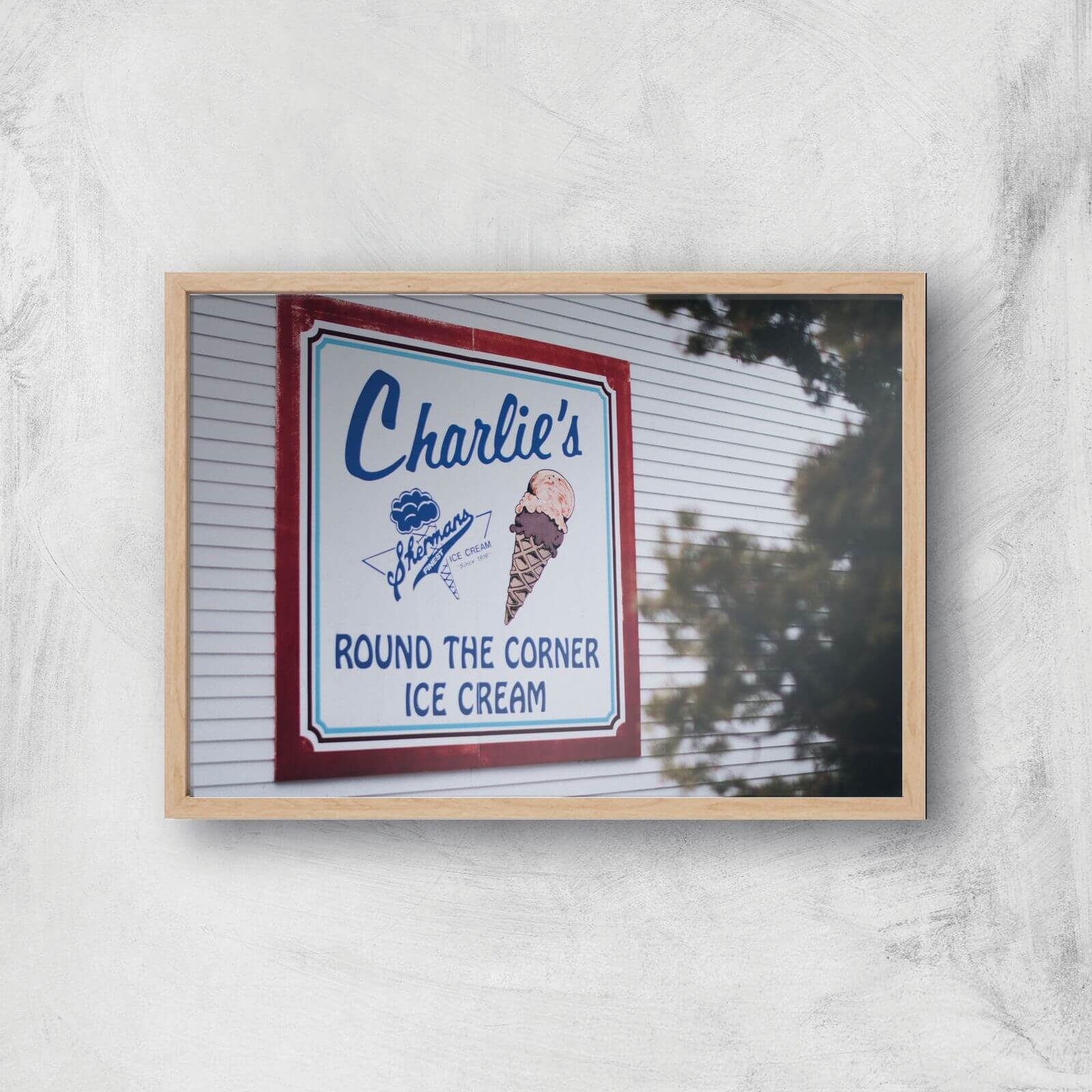 Charlie's Ice Cream Giclee Art Print - A2 - Wooden Frame