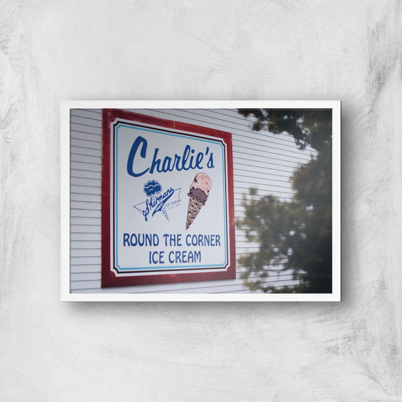 Charlie's Ice Cream Giclee Art Print - A2 - White Frame
