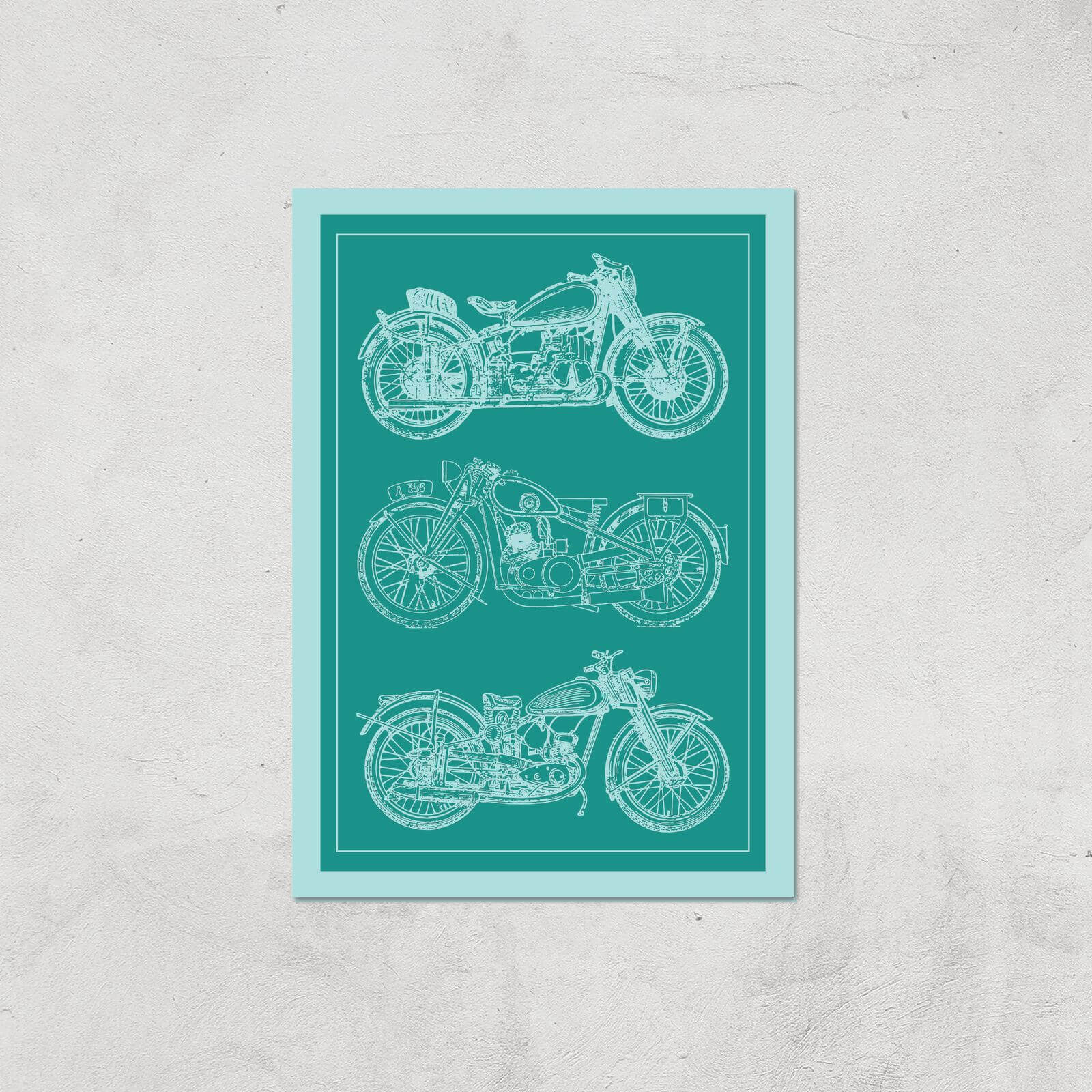 Motorbike Diagram Giclee Art Print - A4 - Print Only