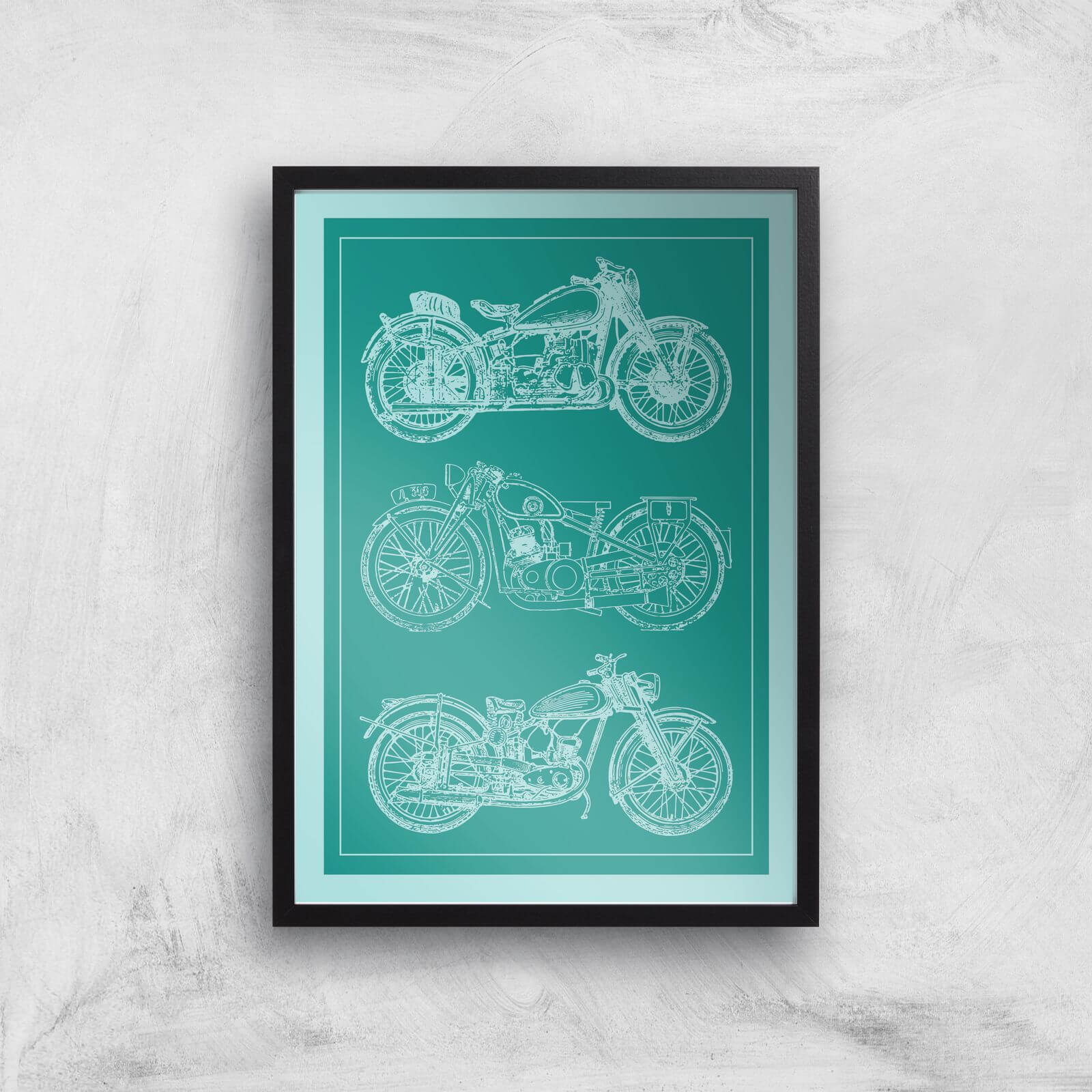 Motorbike Diagram Giclee Art Print - A3 - Black Frame