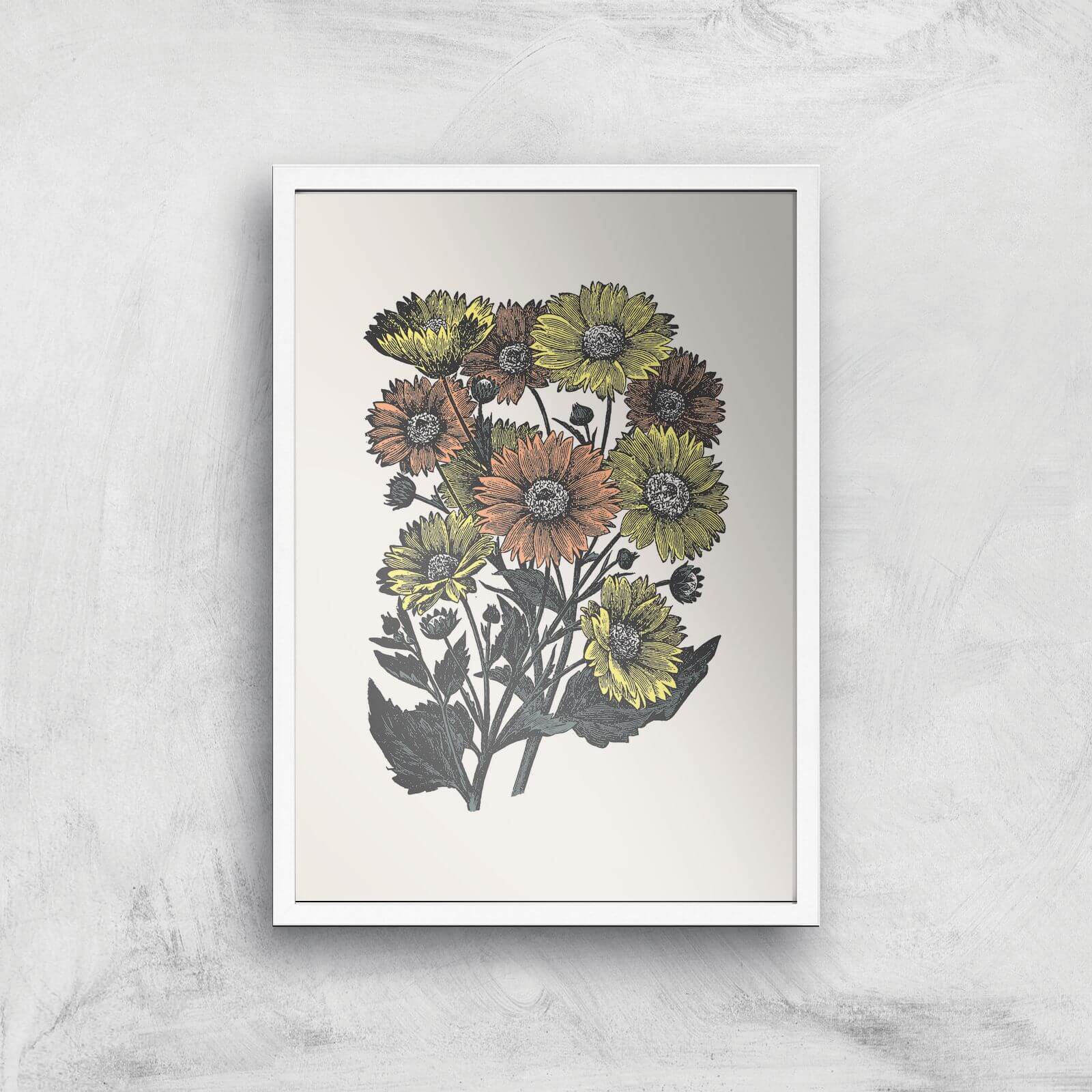 Yellow And Orange Flowers Giclee Art Print - A2 - White Frame