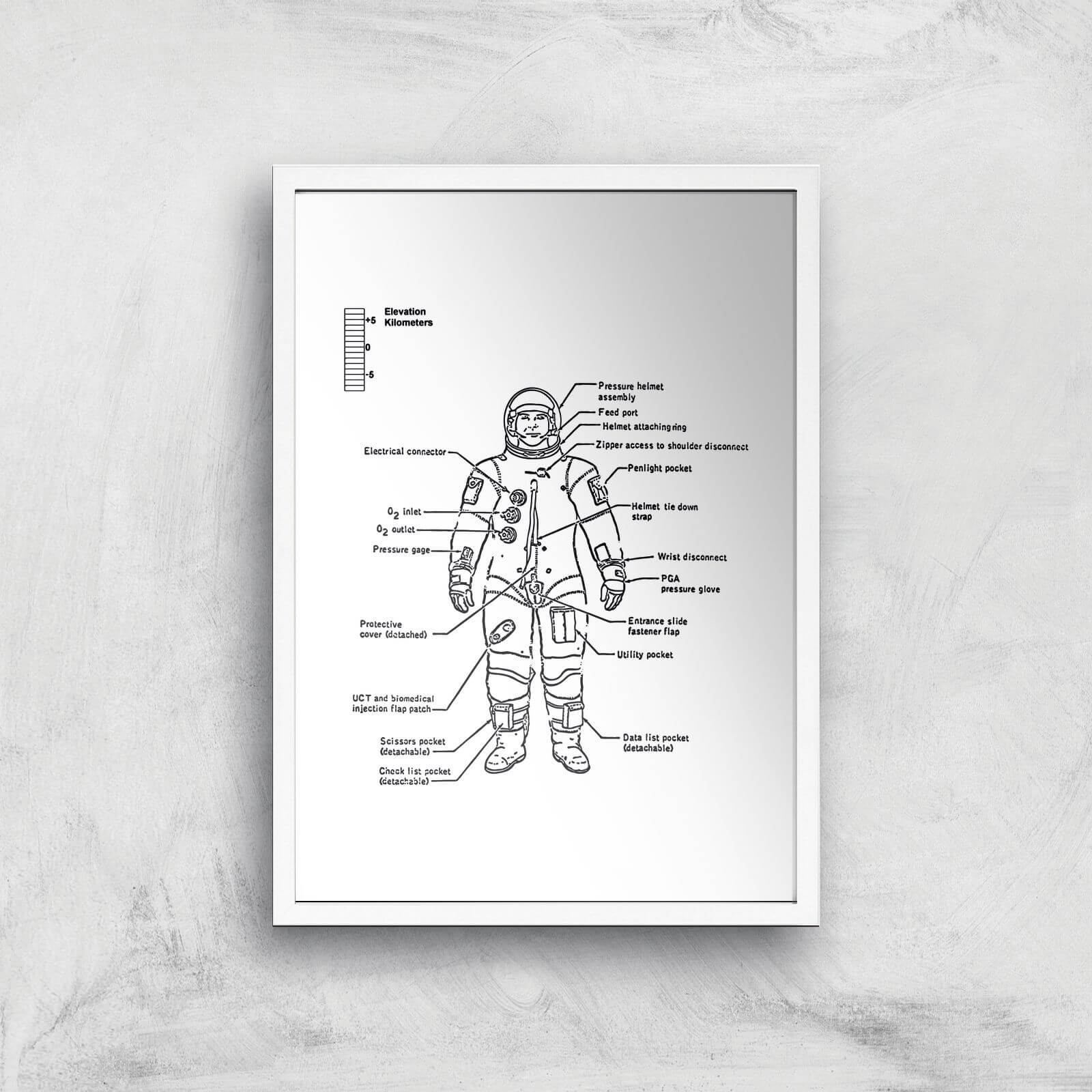 Astronaut Diagram Giclee Art Print - A2 - White Frame