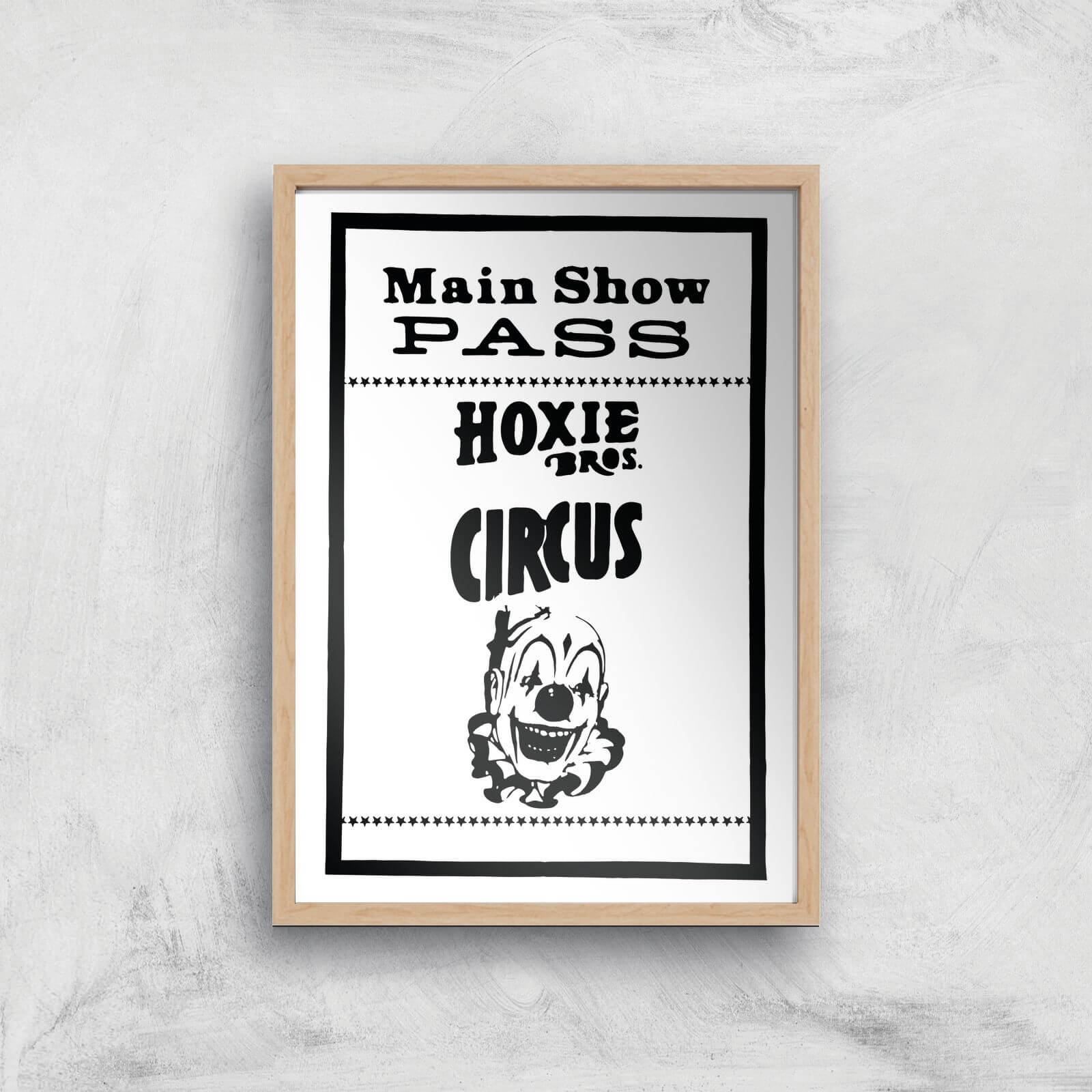Main Show Pass Hoxie Circus Giclee Art Print - A4 - Wooden Frame