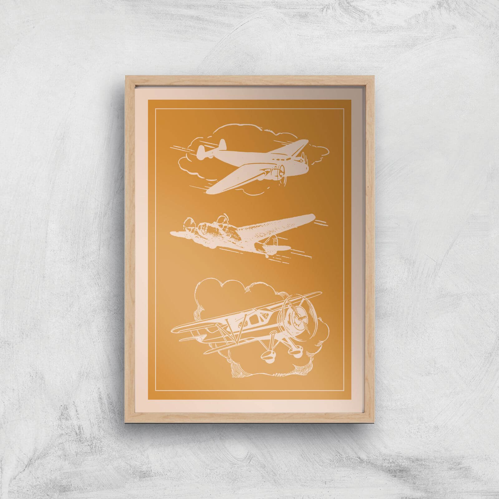 Aeroplane Diagram Giclee Art Print - A3 - Wooden Frame