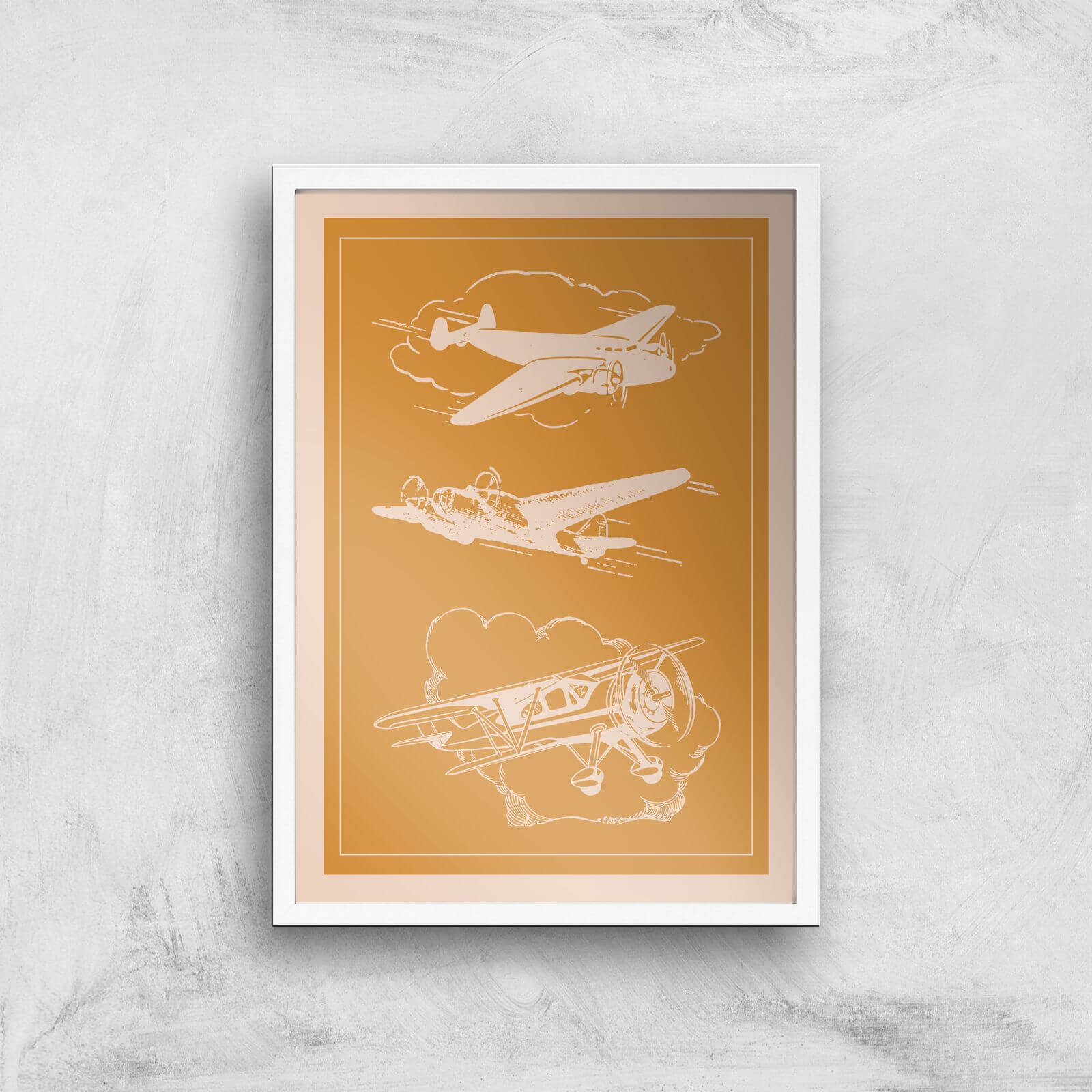 Aeroplane Diagram Giclee Art Print - A3 - White Frame