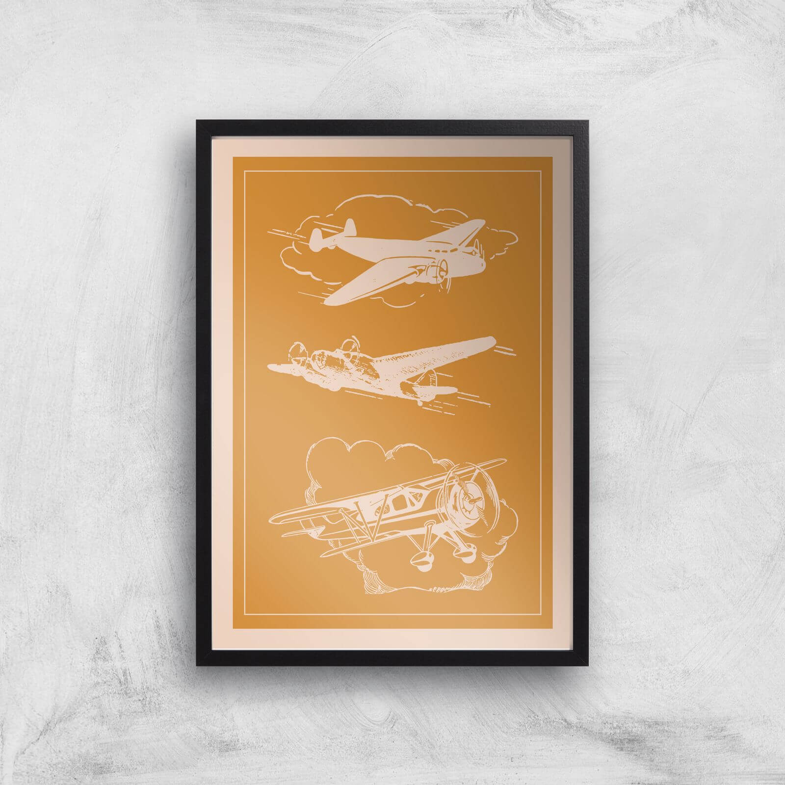 Aeroplane Diagram Giclee Art Print - A2 - Black Frame