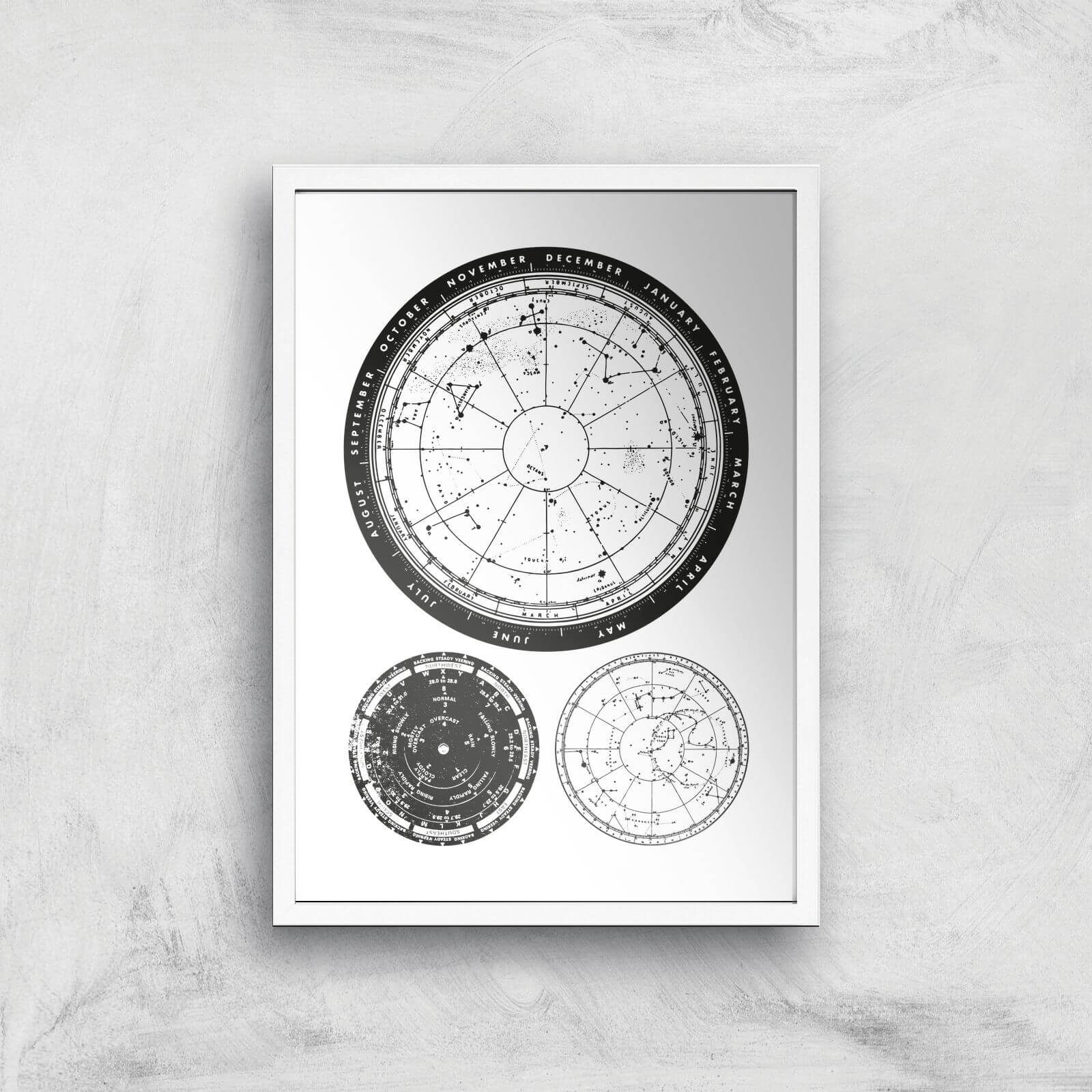 Calendar And Weather Dials Giclee Art Print - A3 - White Frame