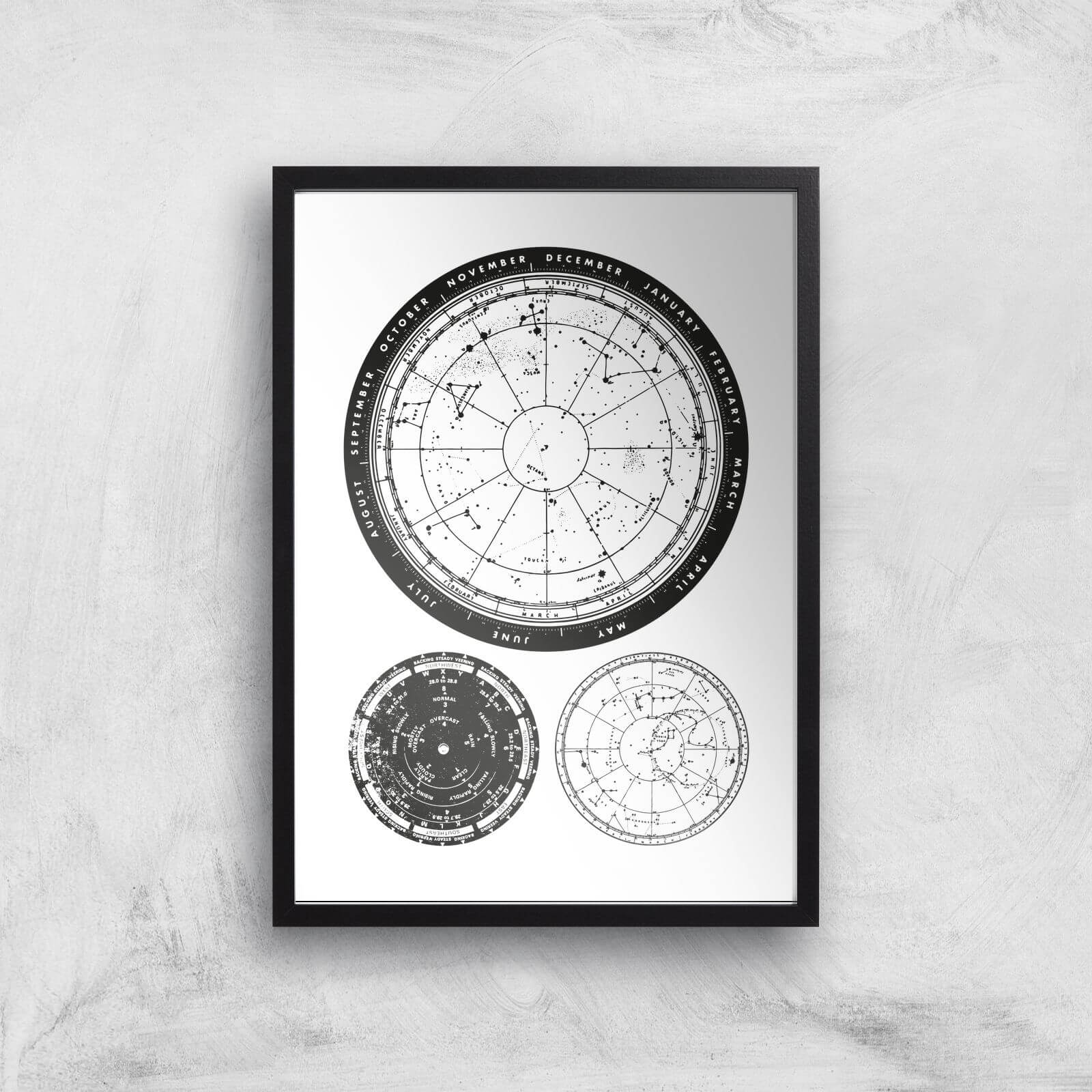 Calendar And Weather Dials Giclee Art Print - A3 - Black Frame
