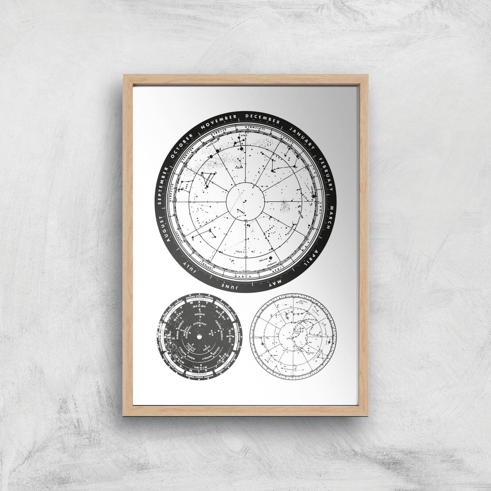 Calendar And Weather Dials Giclee Art Print - A2 - Wooden Frame