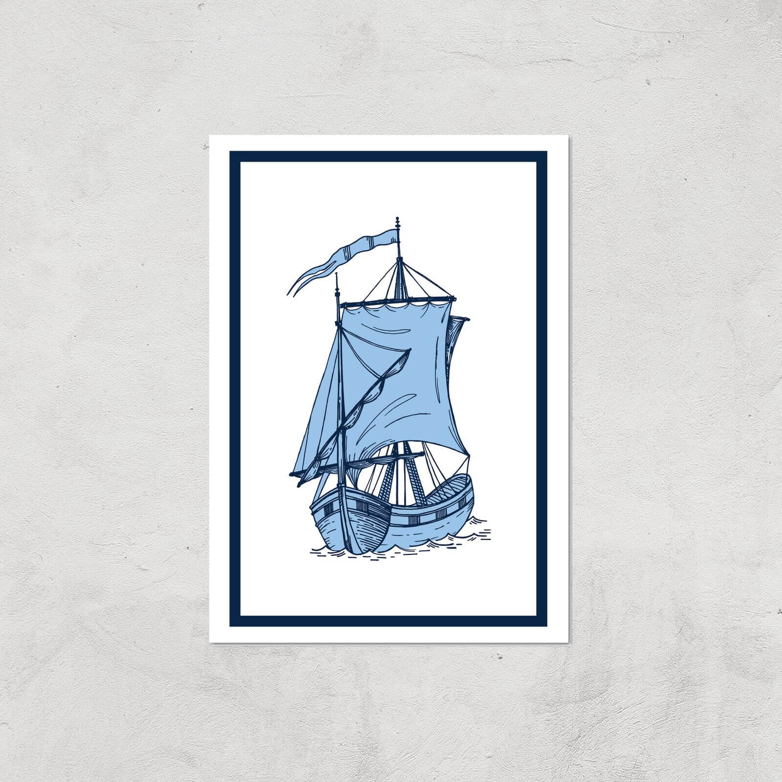 Blue Ship Giclee Art Print - A2 - Print Only