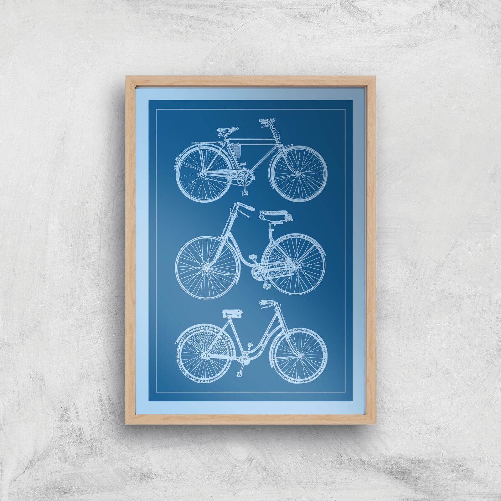 Bike Diagram Giclee Art Print - A2 - Wooden Frame