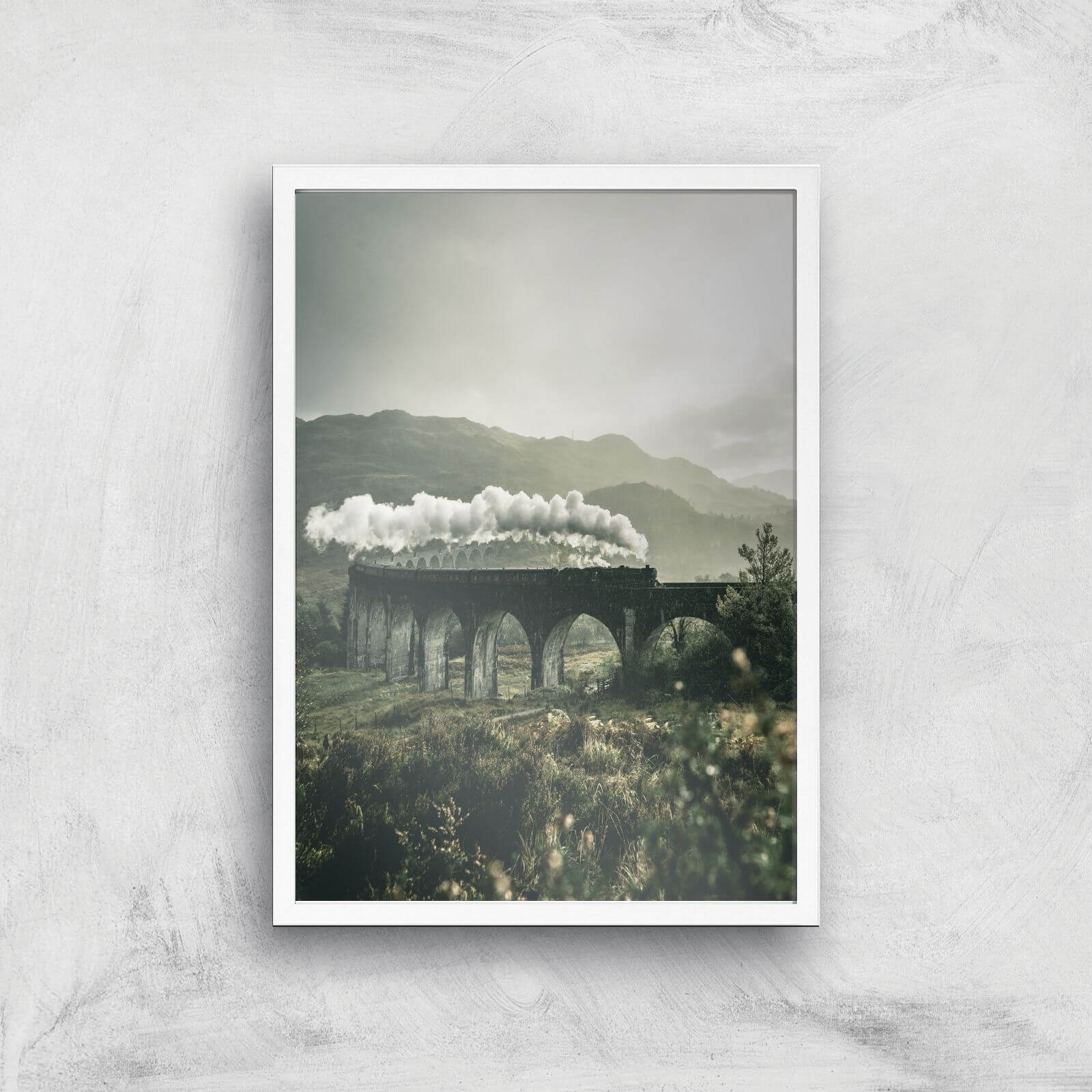 Steam Train Giclee Art Print - A3 - White Frame