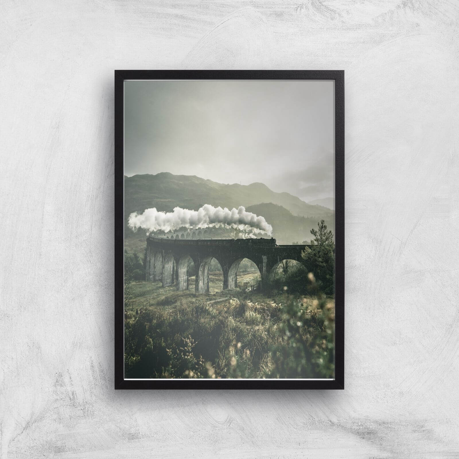 Steam Train Giclee Art Print - A2 - Black Frame