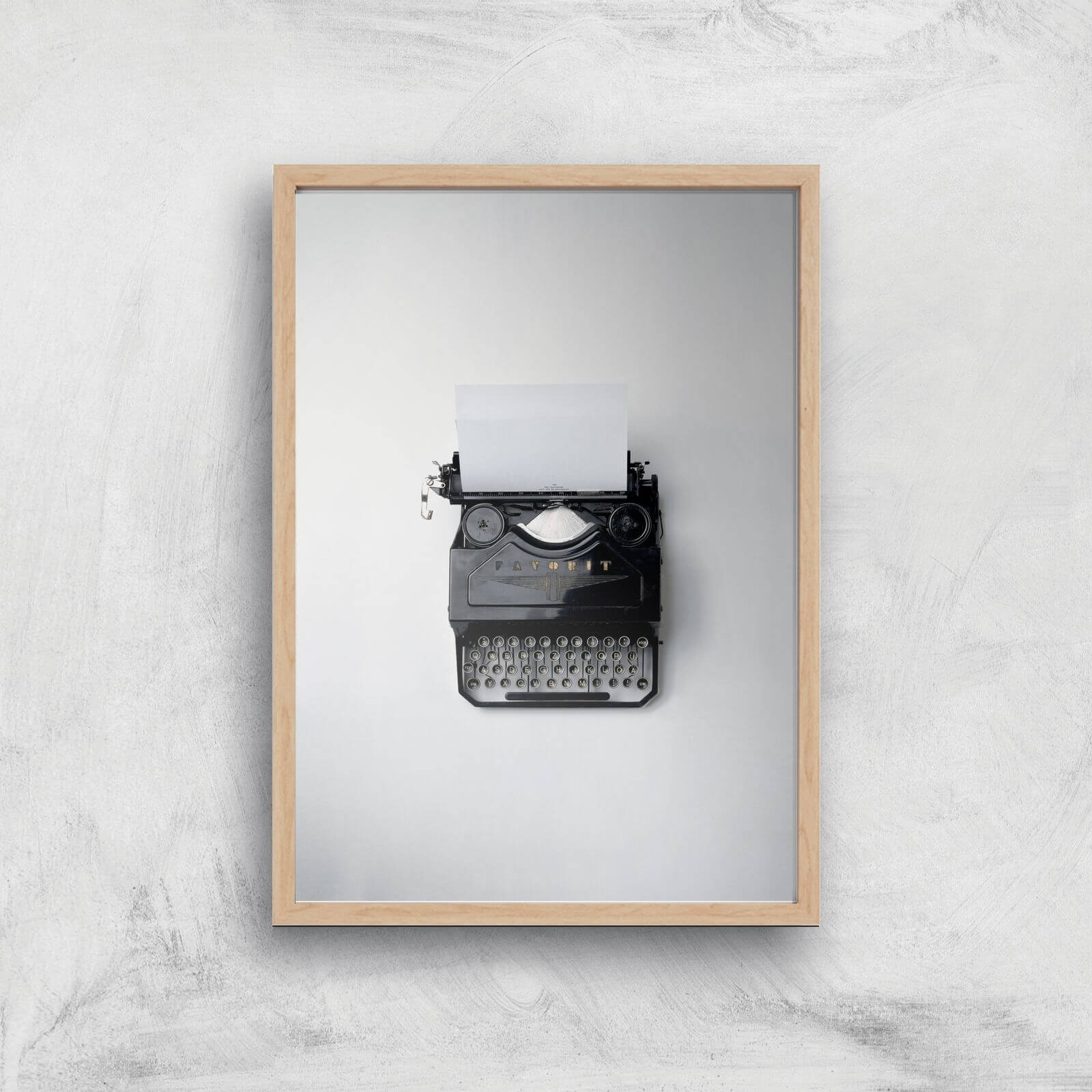Typewriter Giclee Art Print - A3 - Wooden Frame