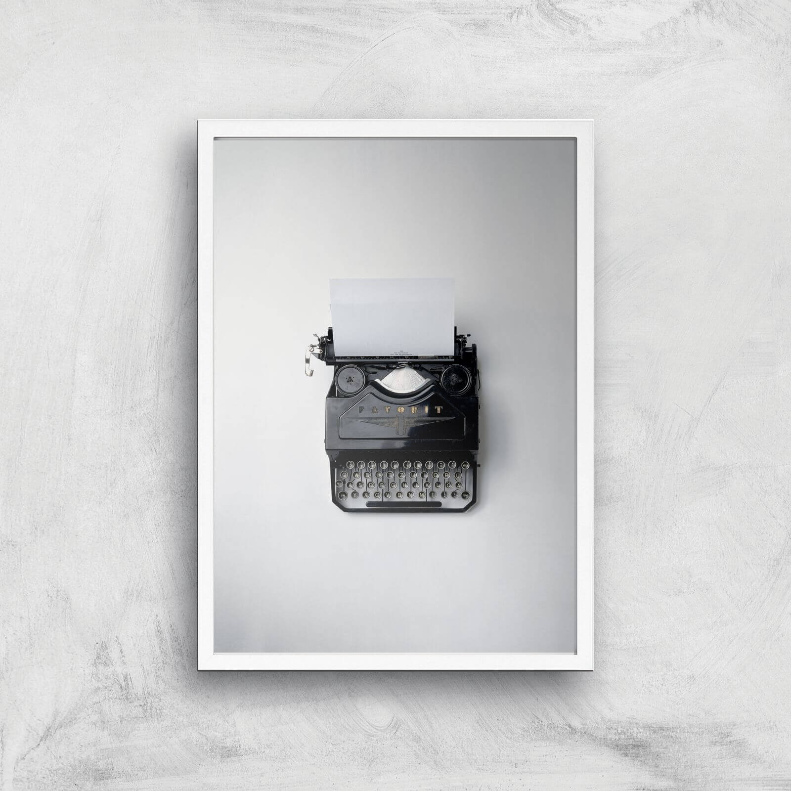 Typewriter Giclee Art Print - A2 - White Frame