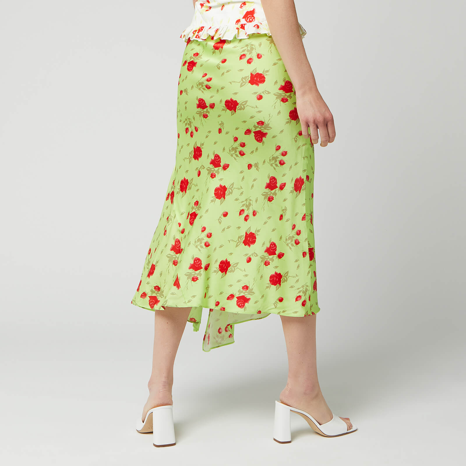 De La Vali Women's Caroline Midi Skirt - Green Rose - UK 6