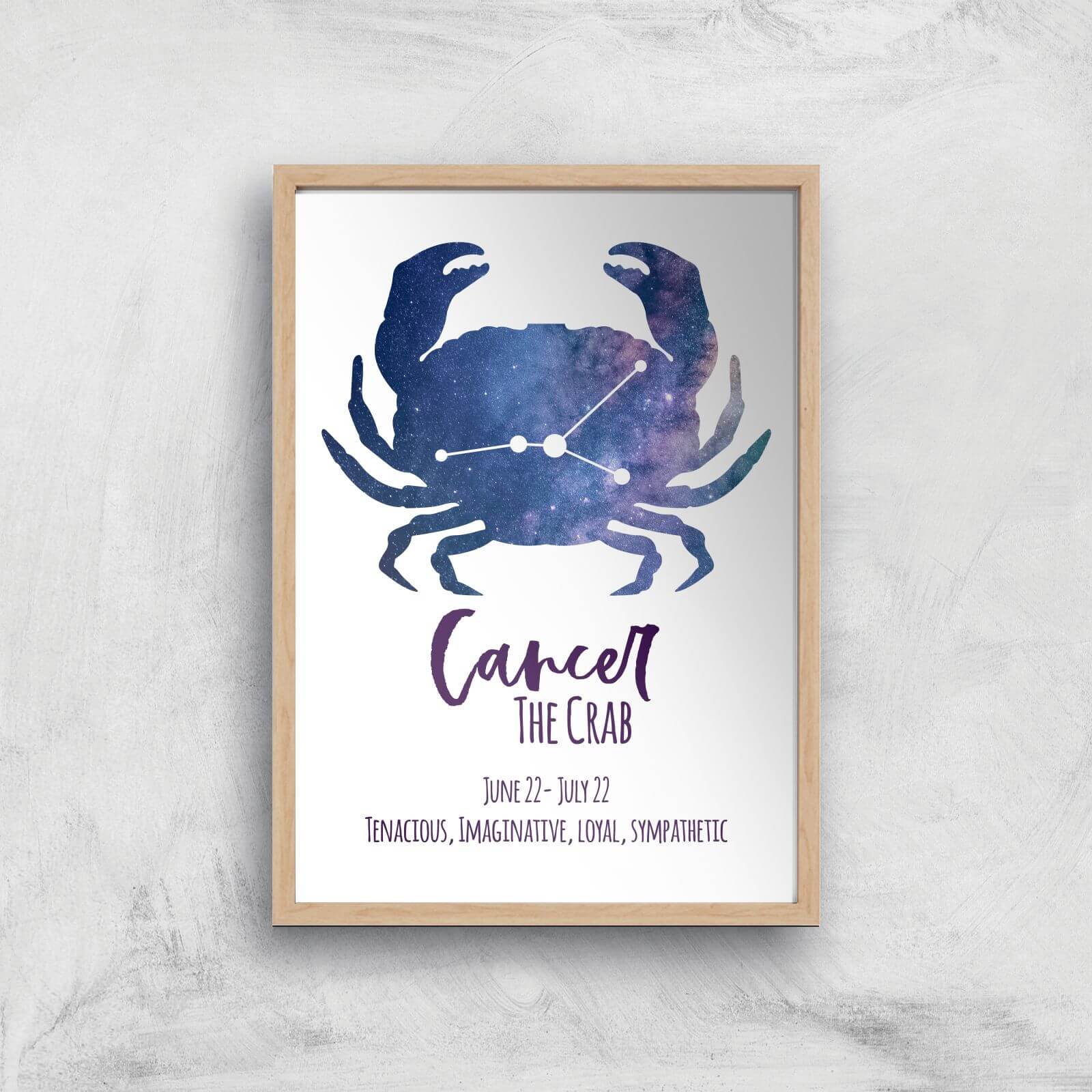 Cancer The Crab Giclée Art Print - A4 - Wooden Frame